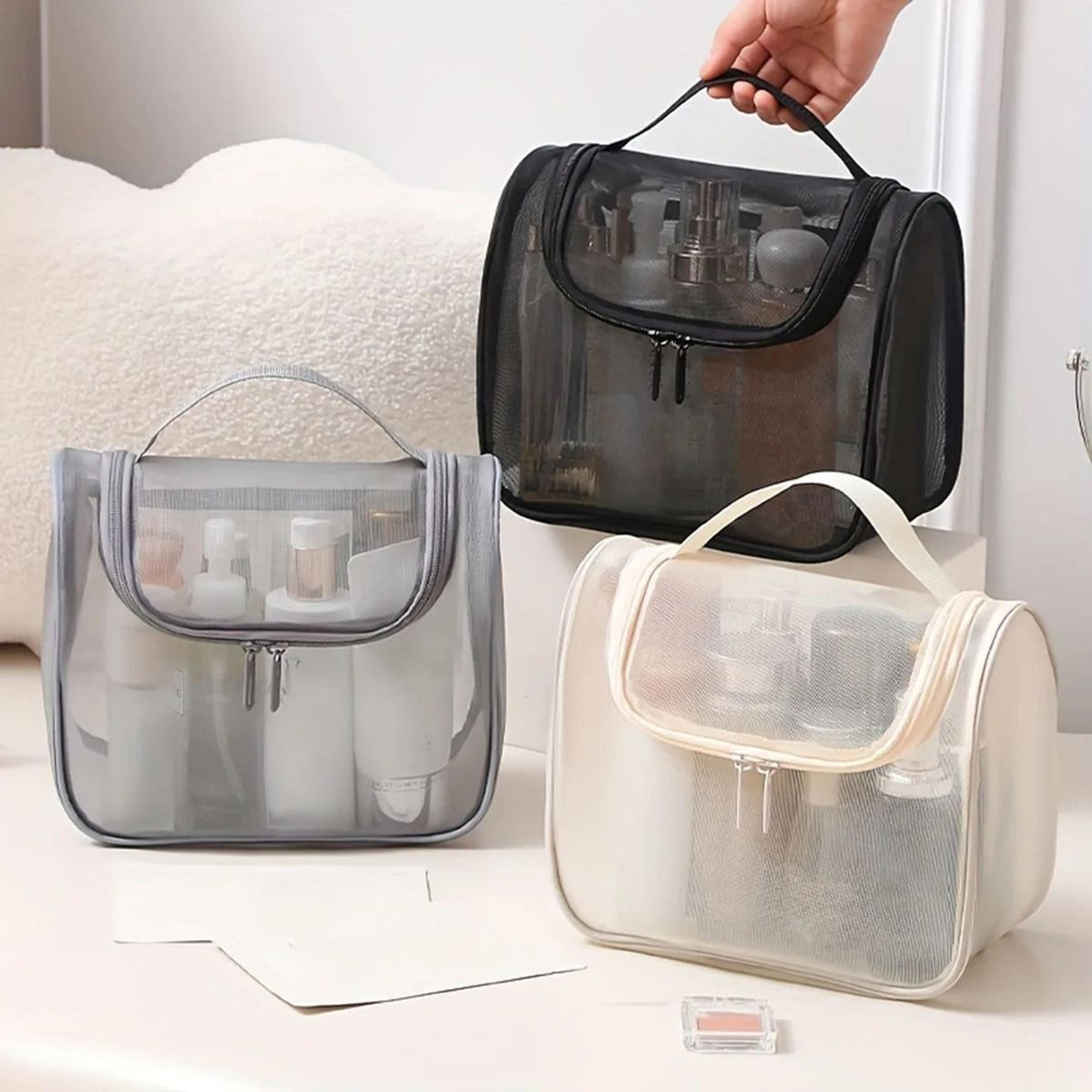 Large Curved Nylon Mesh Toiletry Bag For Makeup And Travel 7