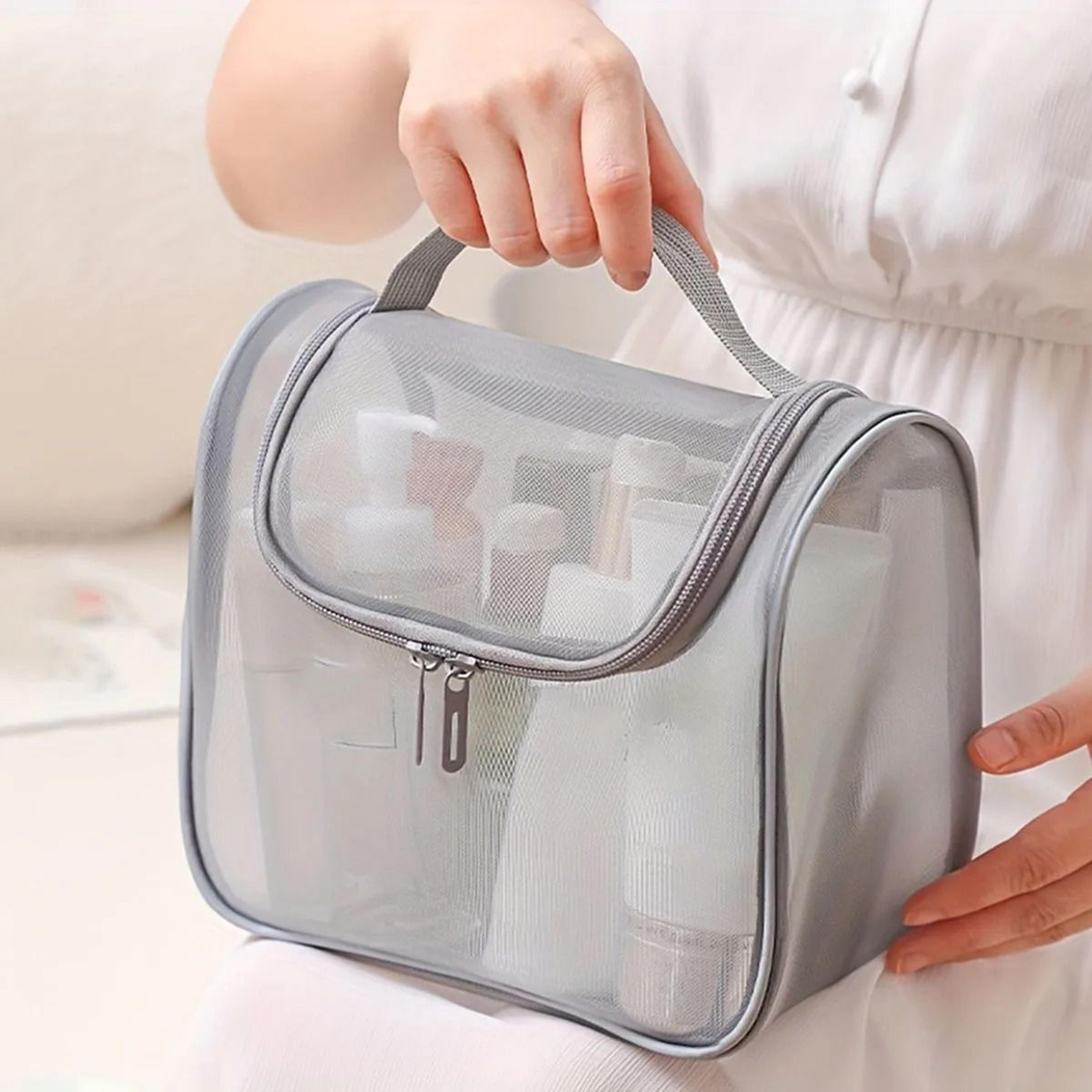Large Curved Nylon Mesh Toiletry Bag For Makeup And Travel 8