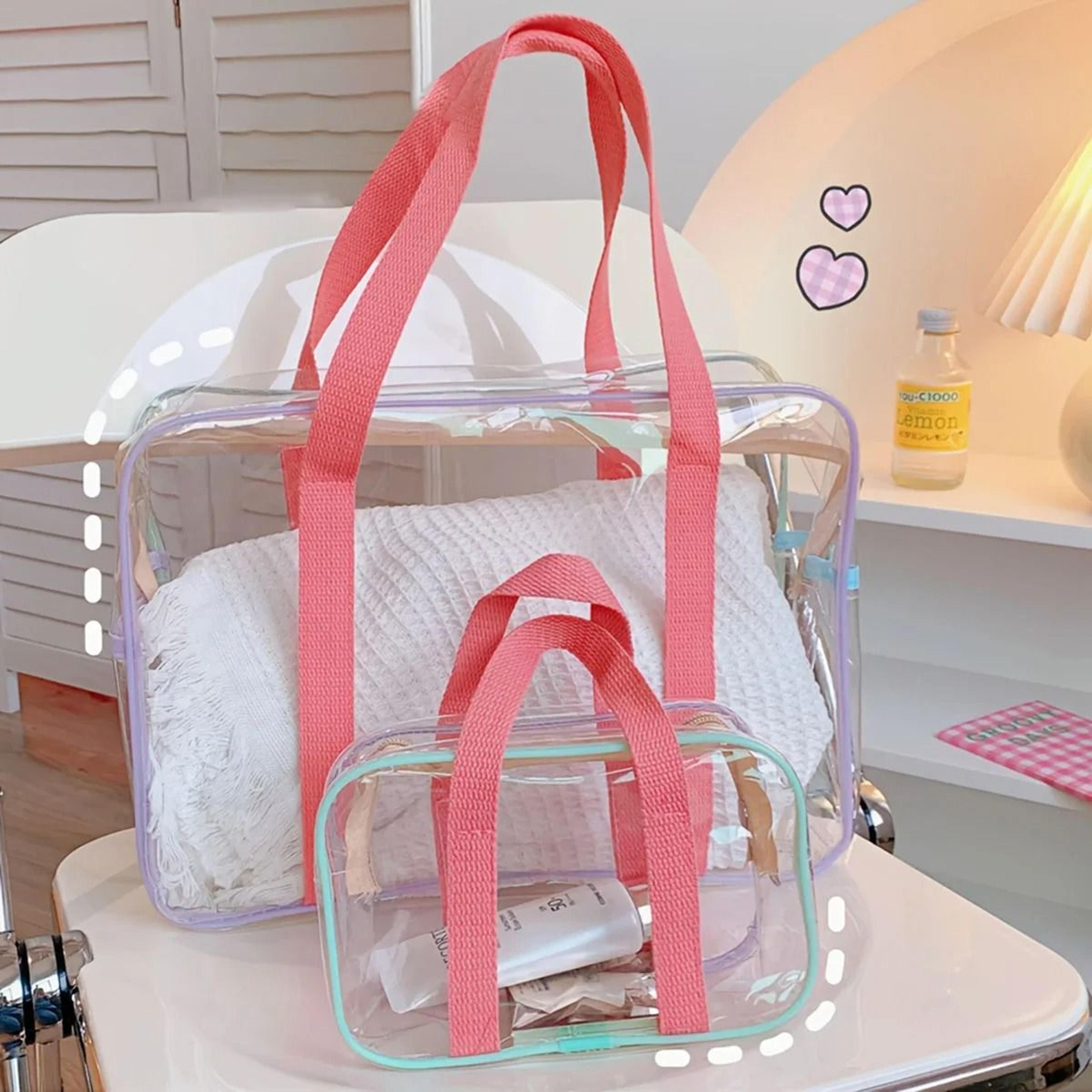 Large Capacity Transparent PVC Double Tote Makeup Beach And Swimming Storage Bag 8
