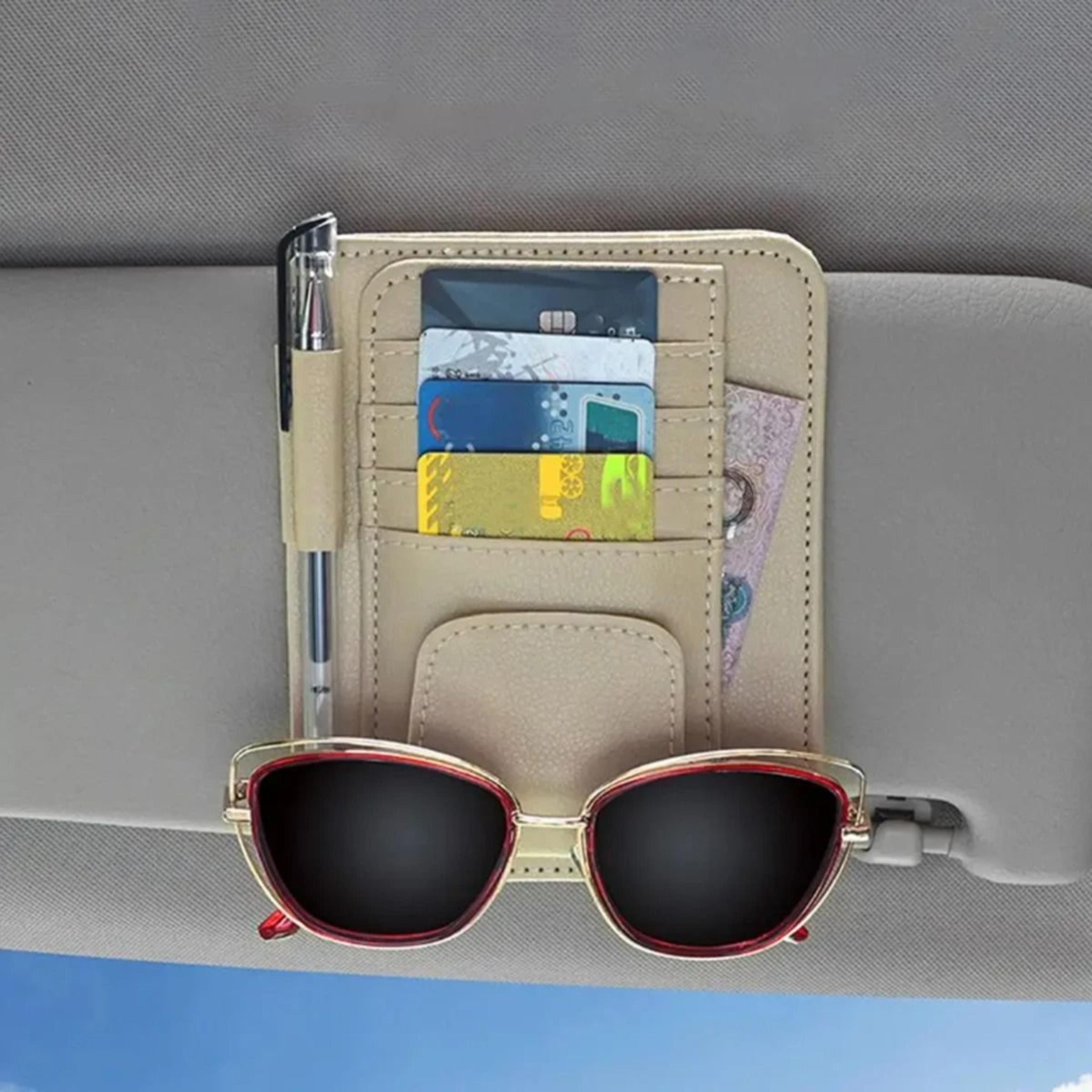 Multi Pocket Car Sun Visor Organizer With Sunglasses And Business Card Storage 8