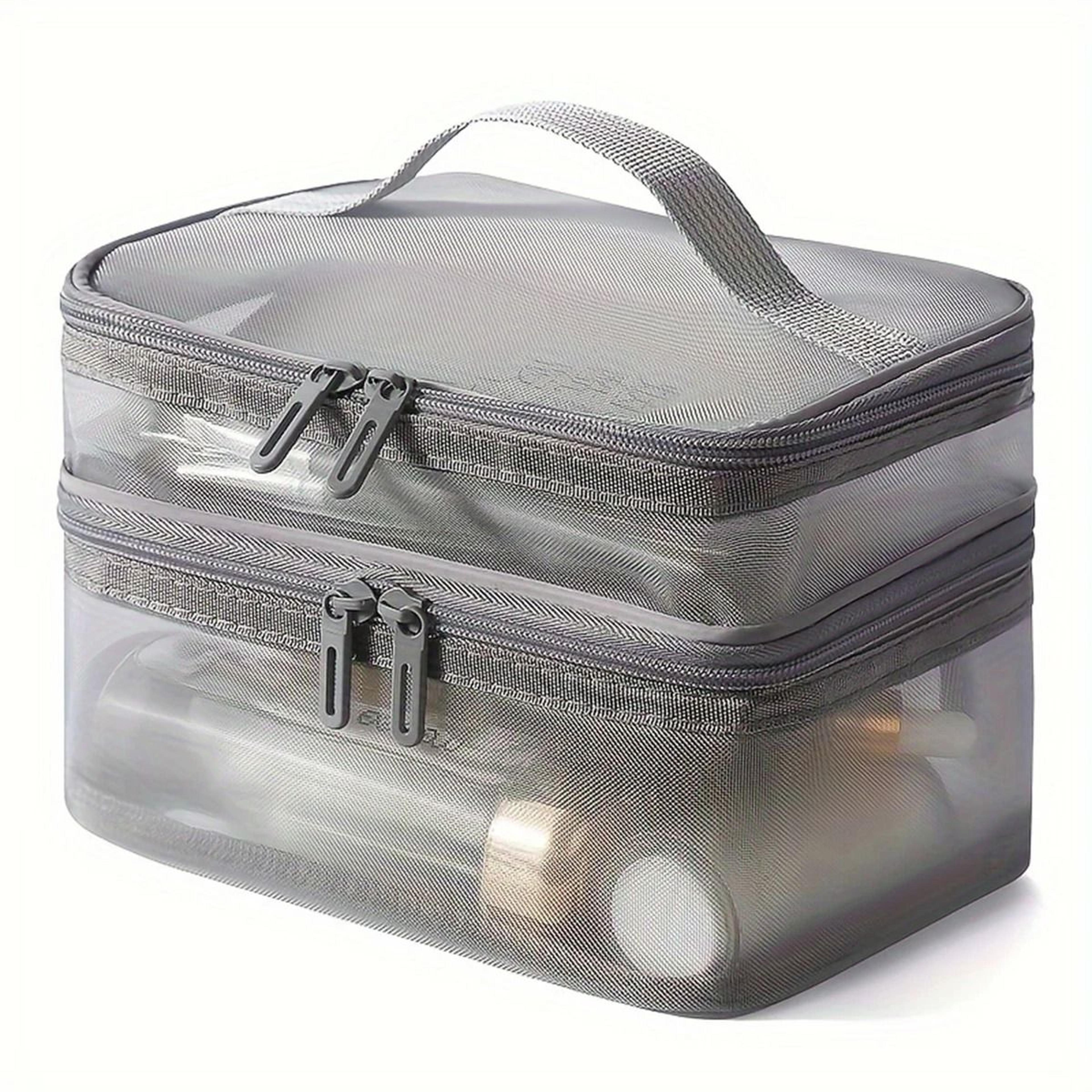 Large Capacity Double Layer Transparent Mesh Makeup Bag For Travel Cosmetic Storage 6