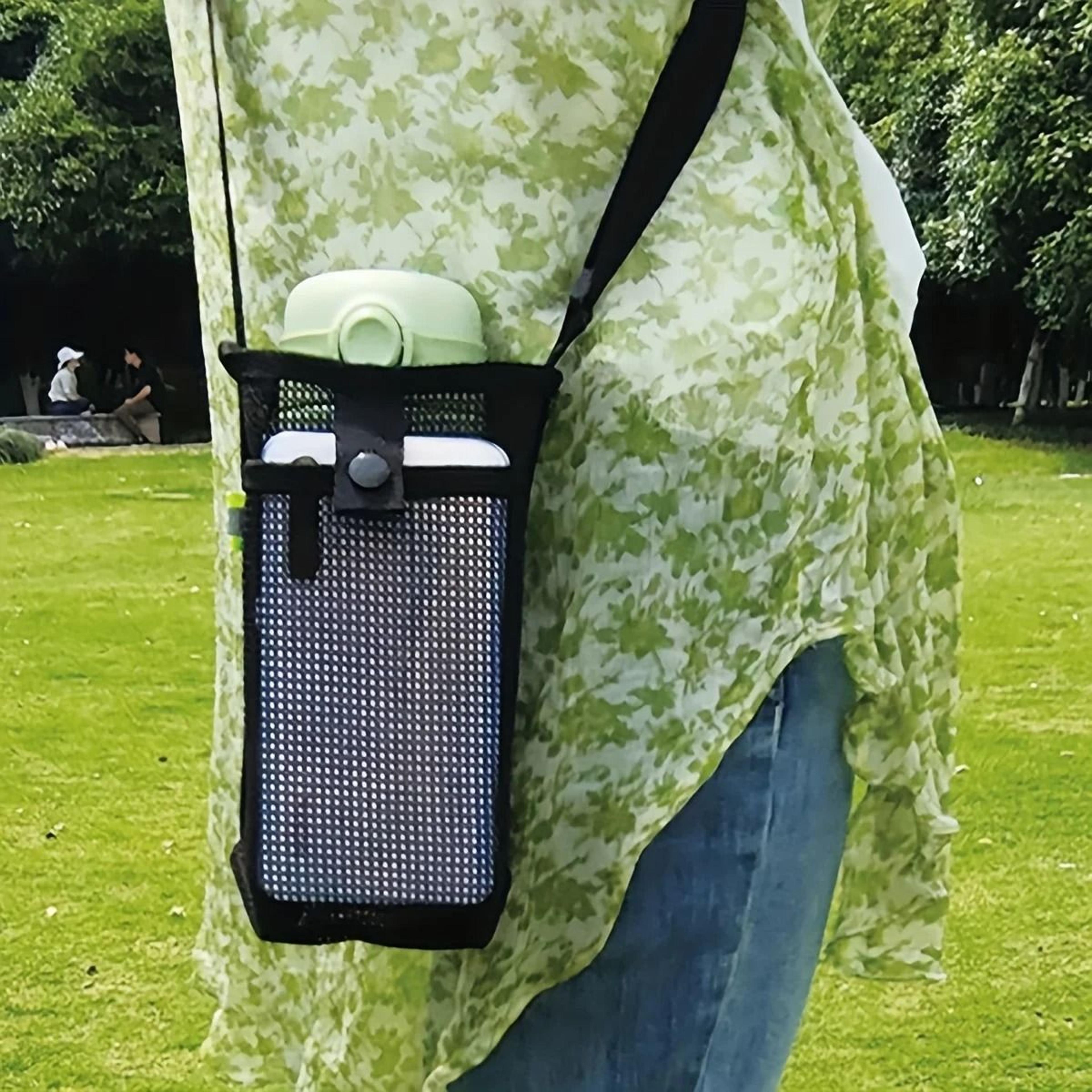 Black Mesh Crossbody Water Bottle Holder For Thermos Cups And Outdoor Travel 7