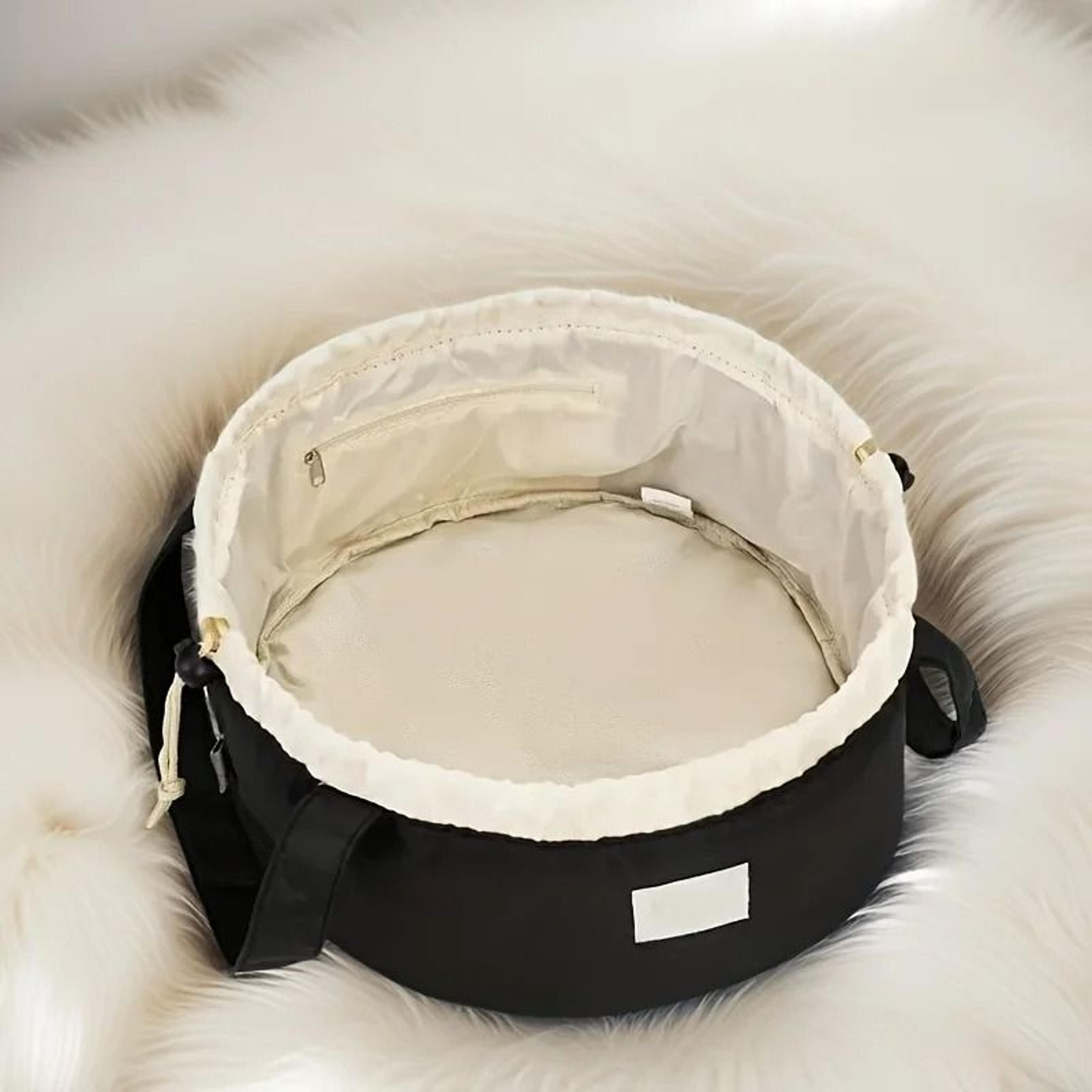 Large Capacity Drawstring Bucket Makeup Bag With Adjustable Strap And Storage Pockets 0