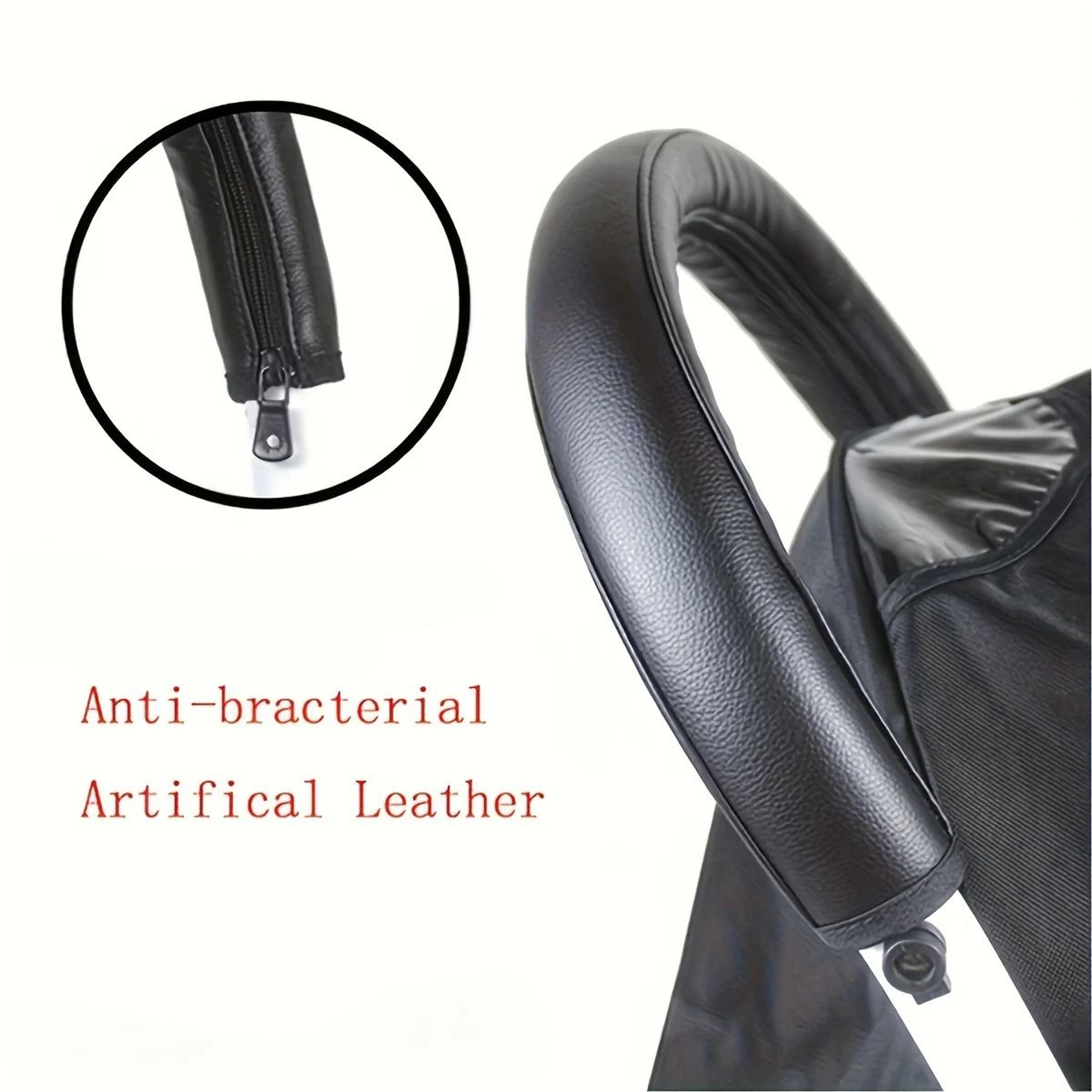 Universal PU Leather Stroller Handle Cover With Washable Zipper Protective Grip Set 8