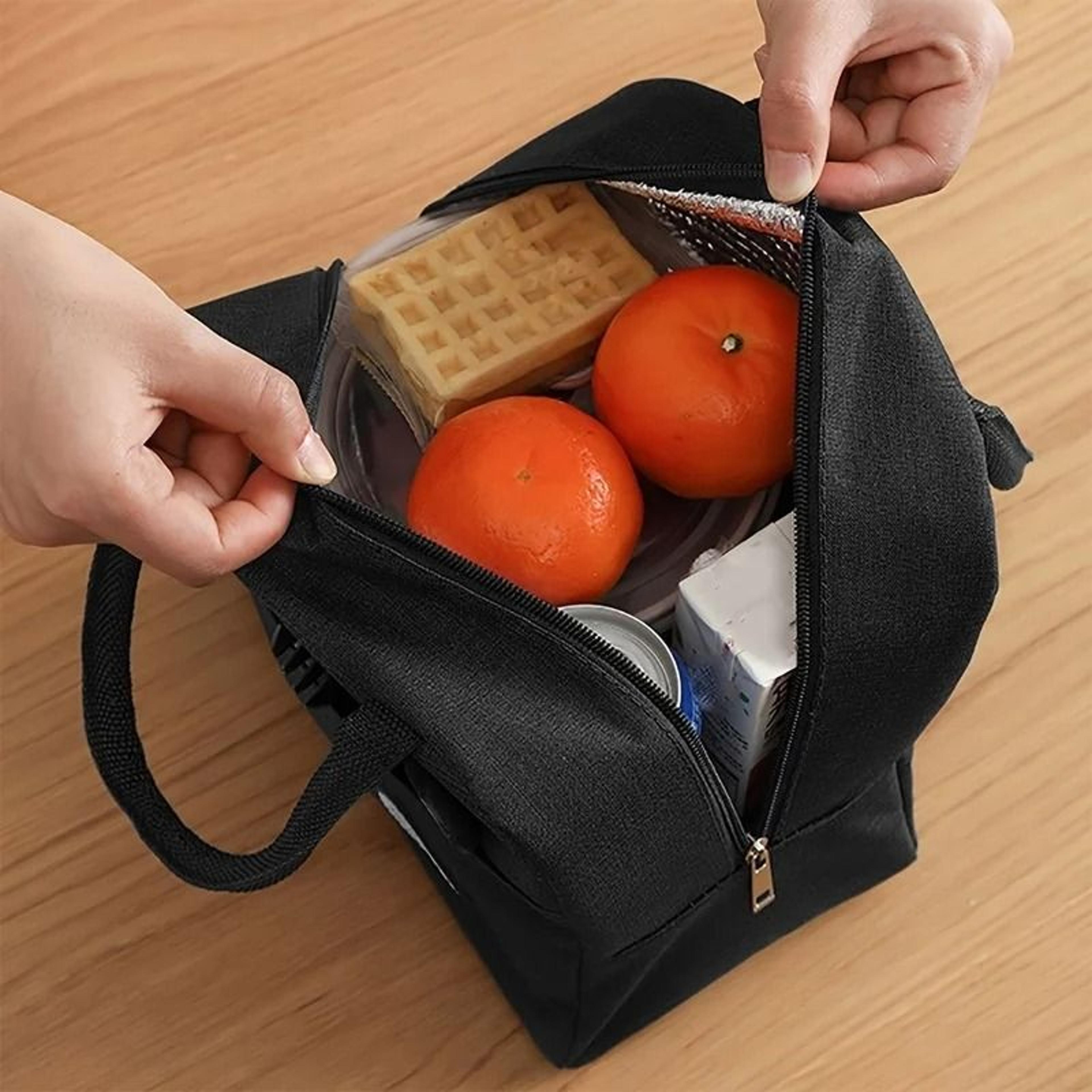 Black Cationic Insulated Lunch Bag Portable Thermal Food Tote For Work Picnics 5