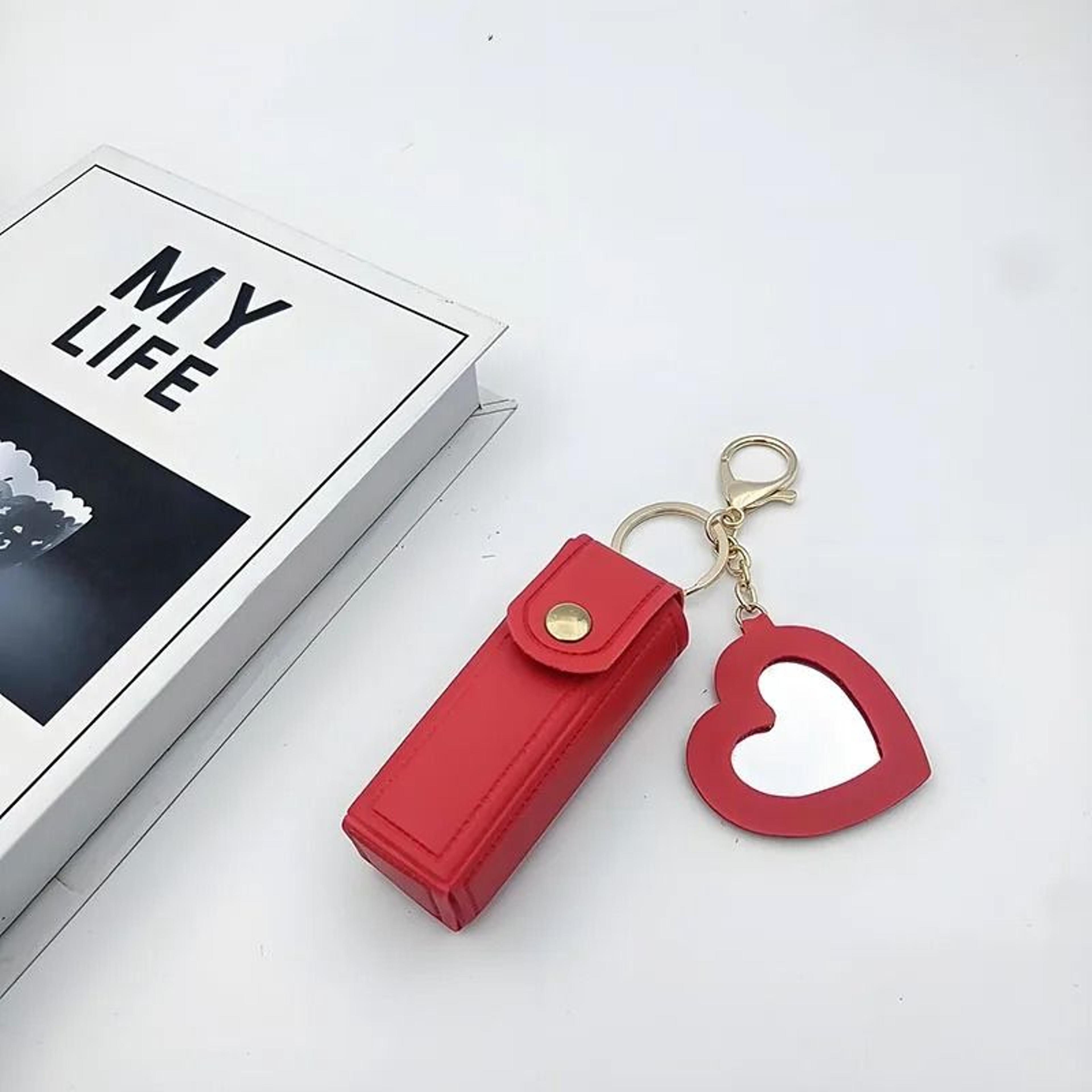 Cute Heart Mirror Lipstick Bag Portable Mini Cosmetic Pouch In Various Colors 6