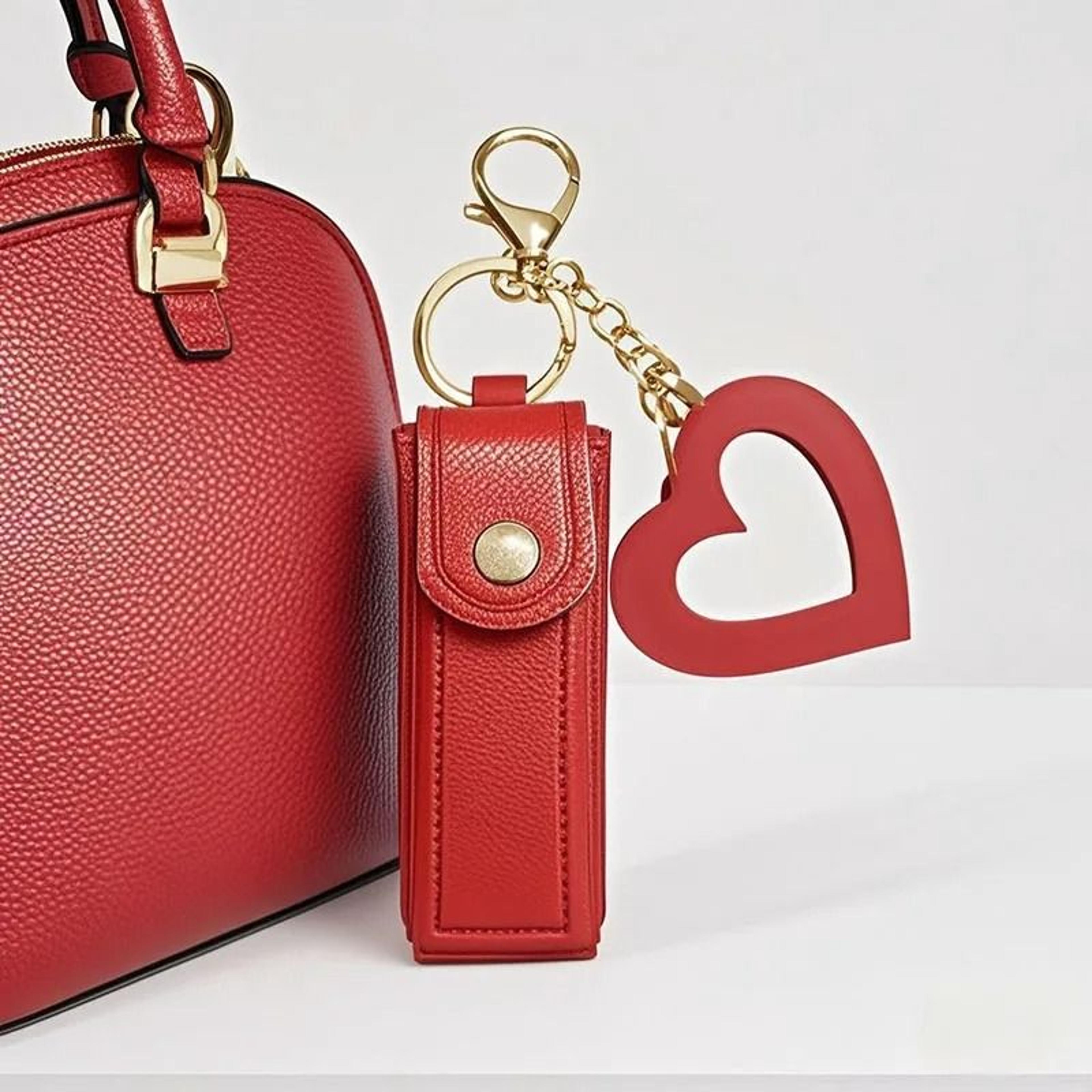 Cute Heart Mirror Lipstick Bag Portable Mini Cosmetic Pouch In Various Colors 7