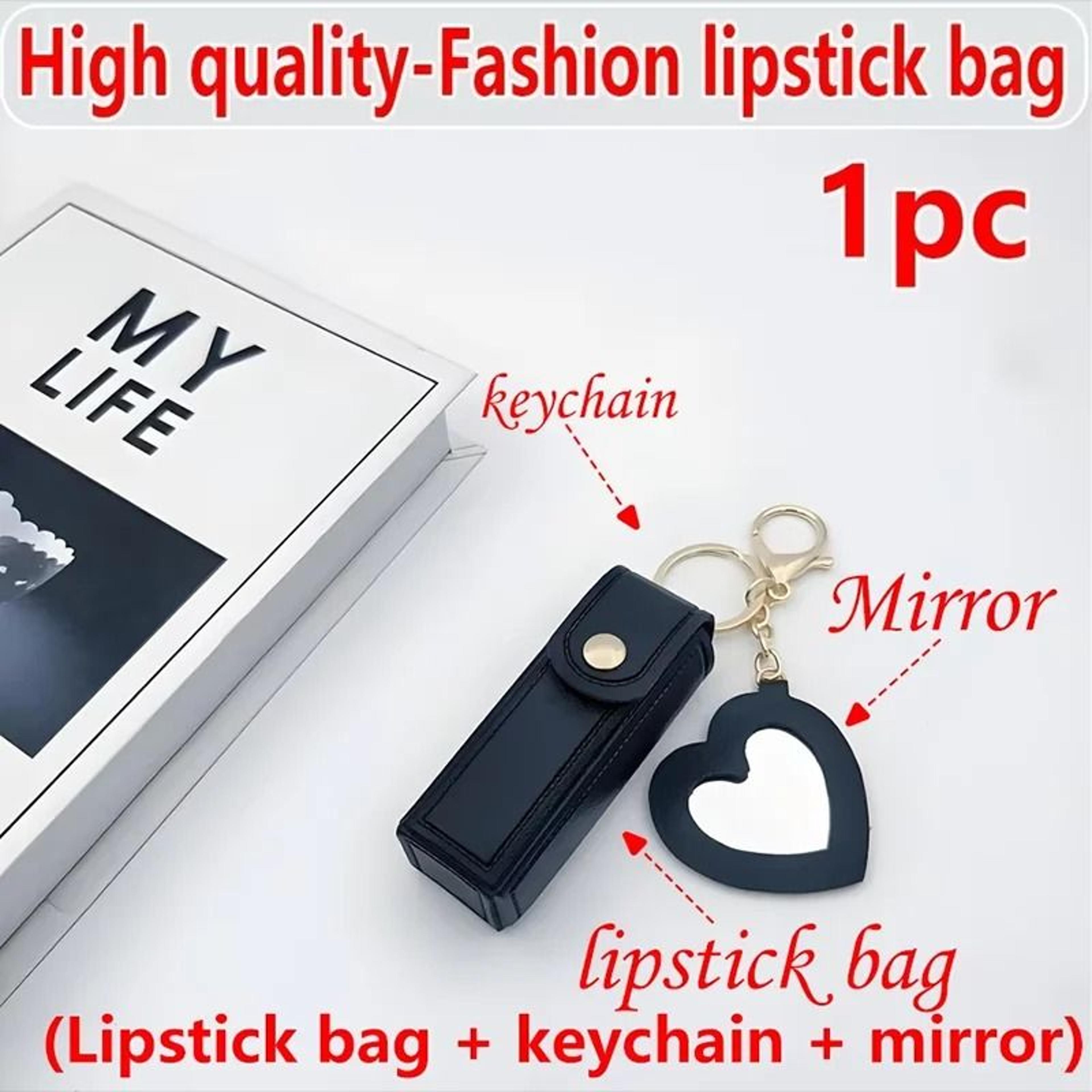Cute Heart Mirror Lipstick Bag Portable Mini Cosmetic Pouch In Various Colors 1