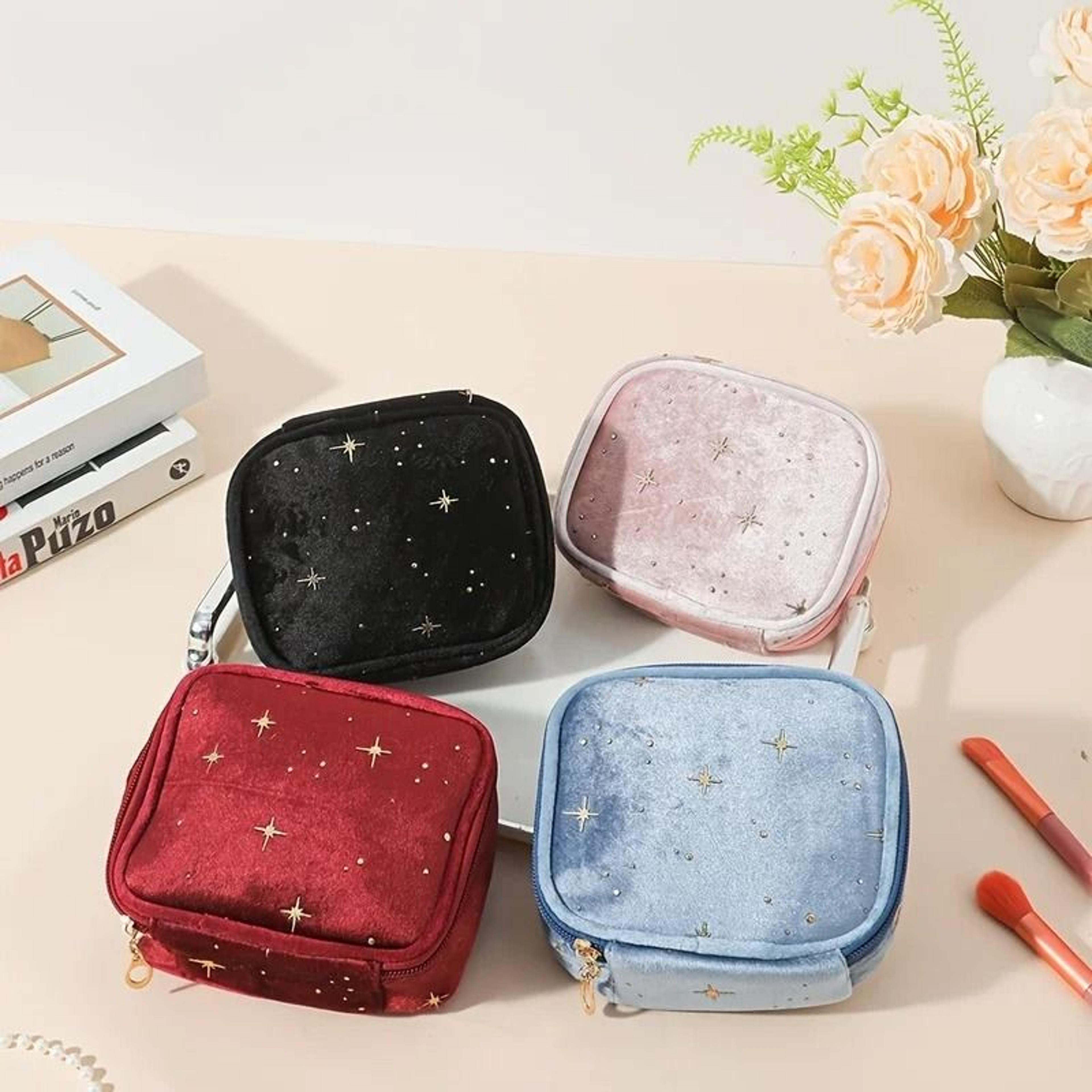 sparkling star velvet makeup bag large capacity cosmetic pouch