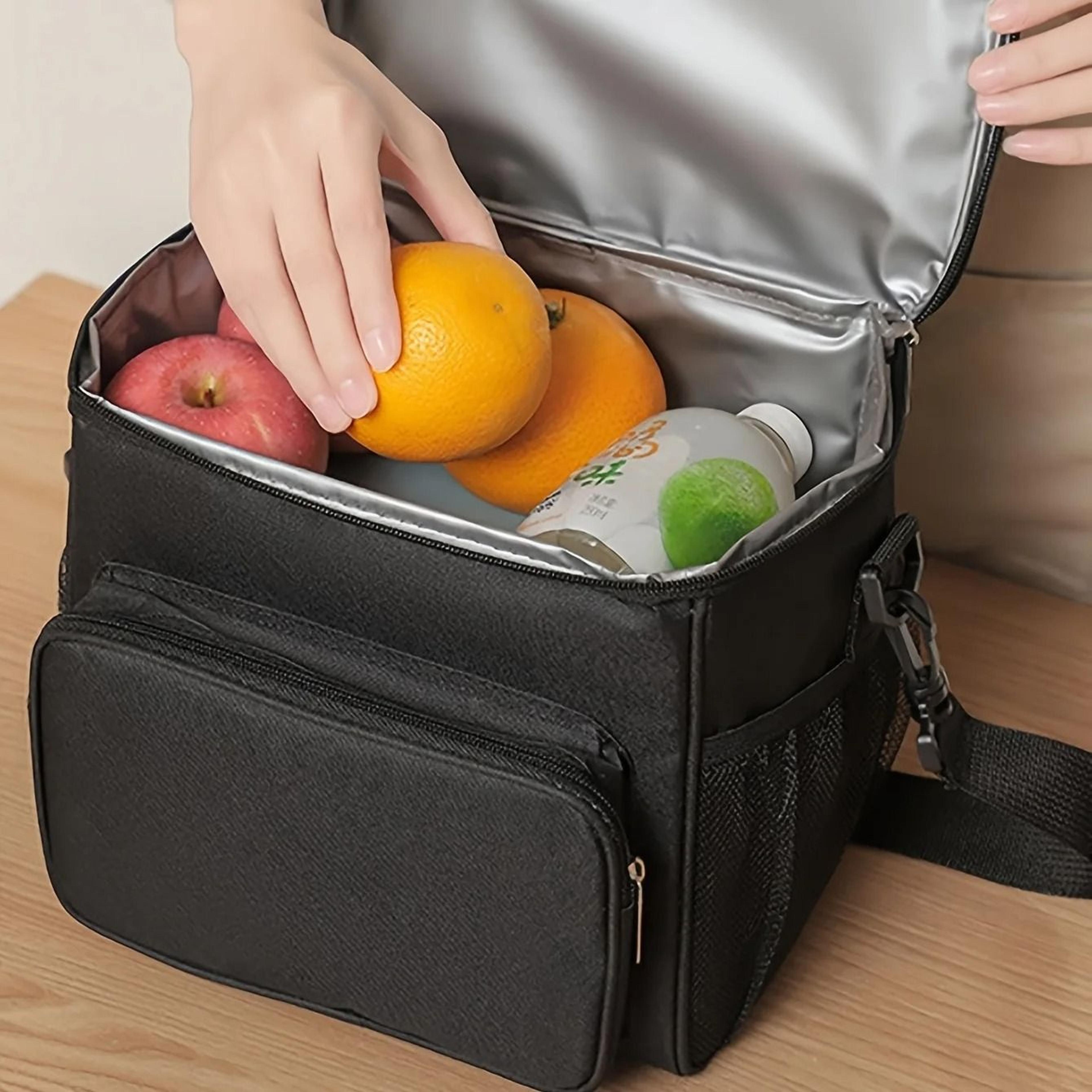 black insulated thermal lunch bag for work office school travel and picnics