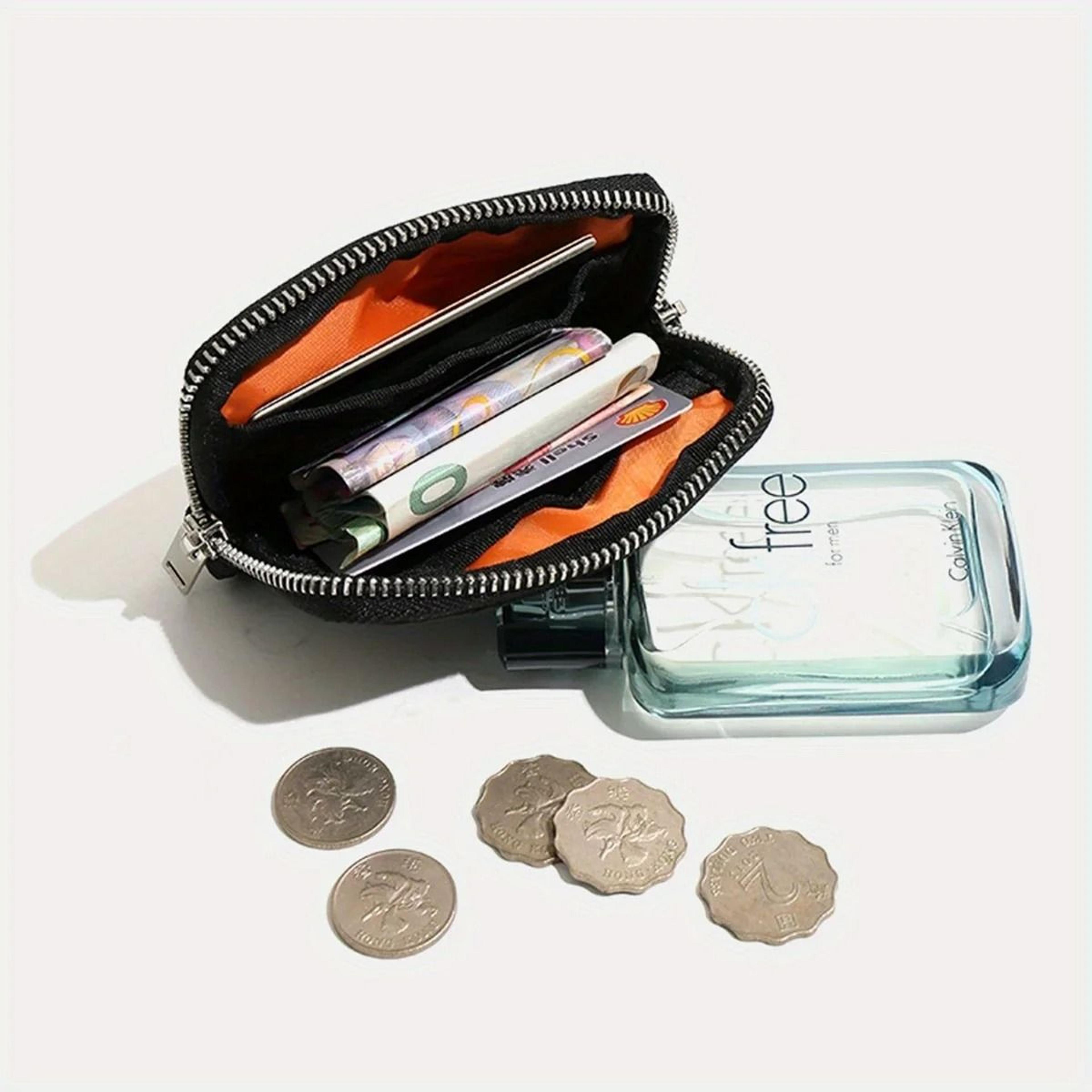 slim waterproof nylon coin purse card holder wallet with keychain for women