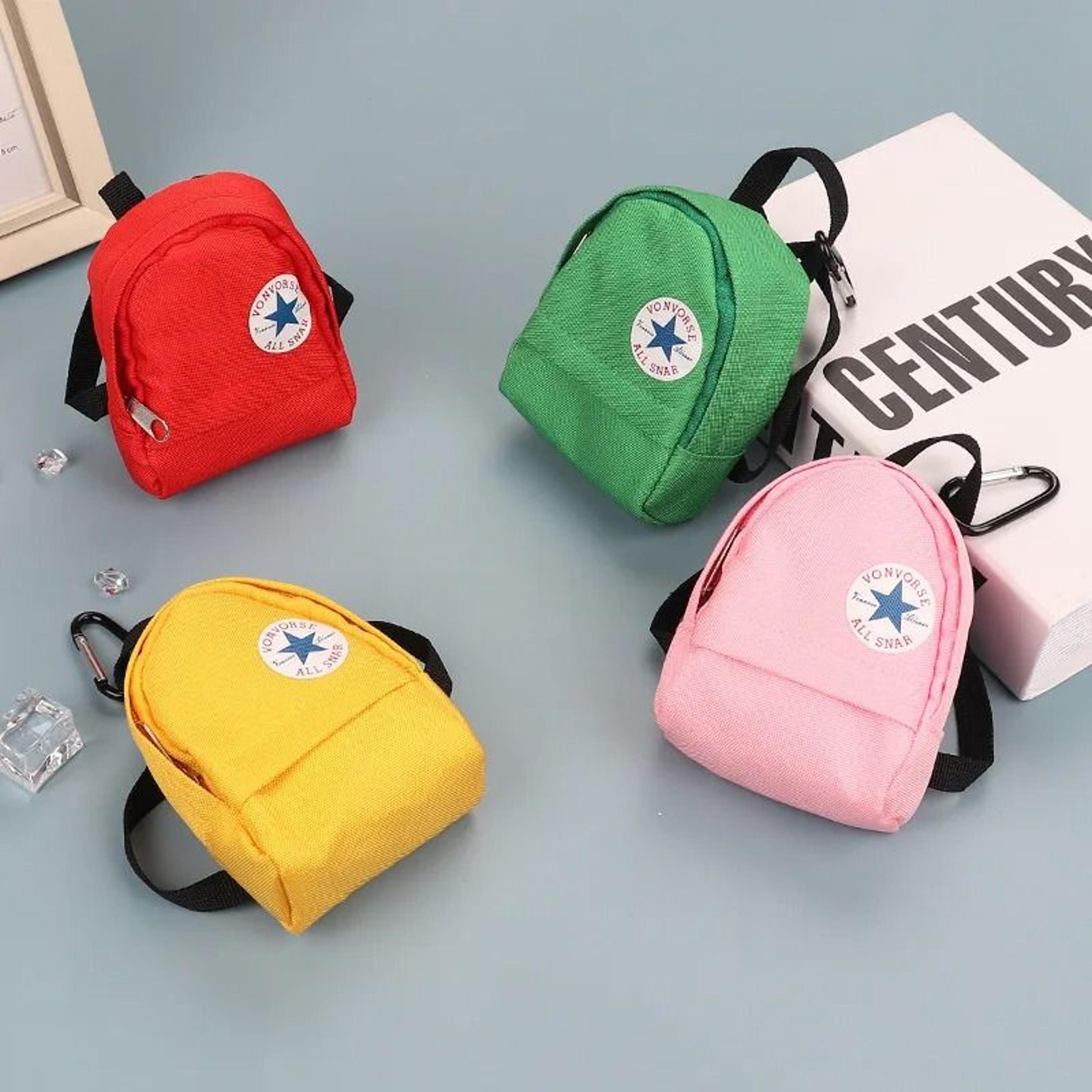 mini backpack coin purse canvas clip on key pouch