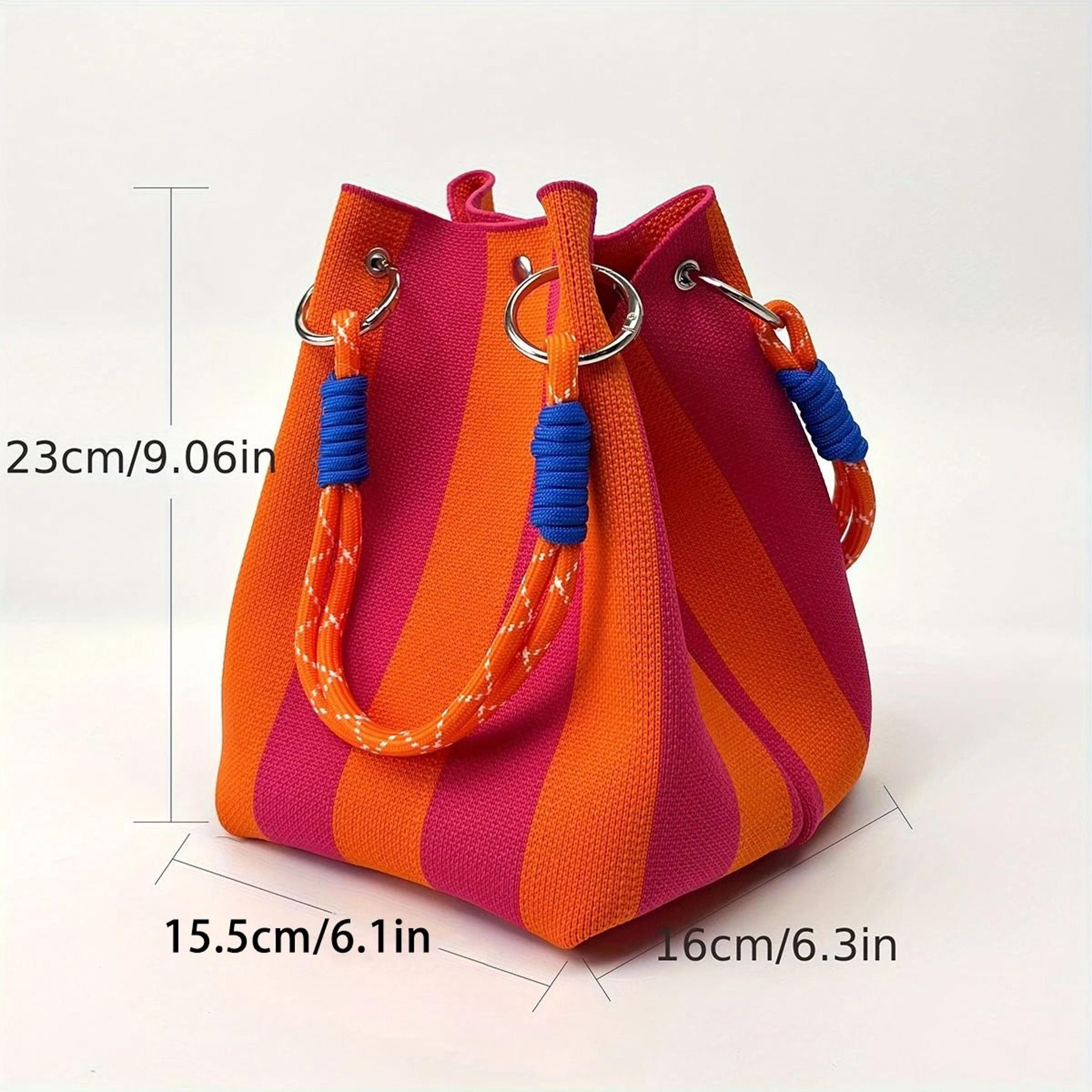 Multicolor Knitted Retro Bucket Handbag And Shoulder Bag 6