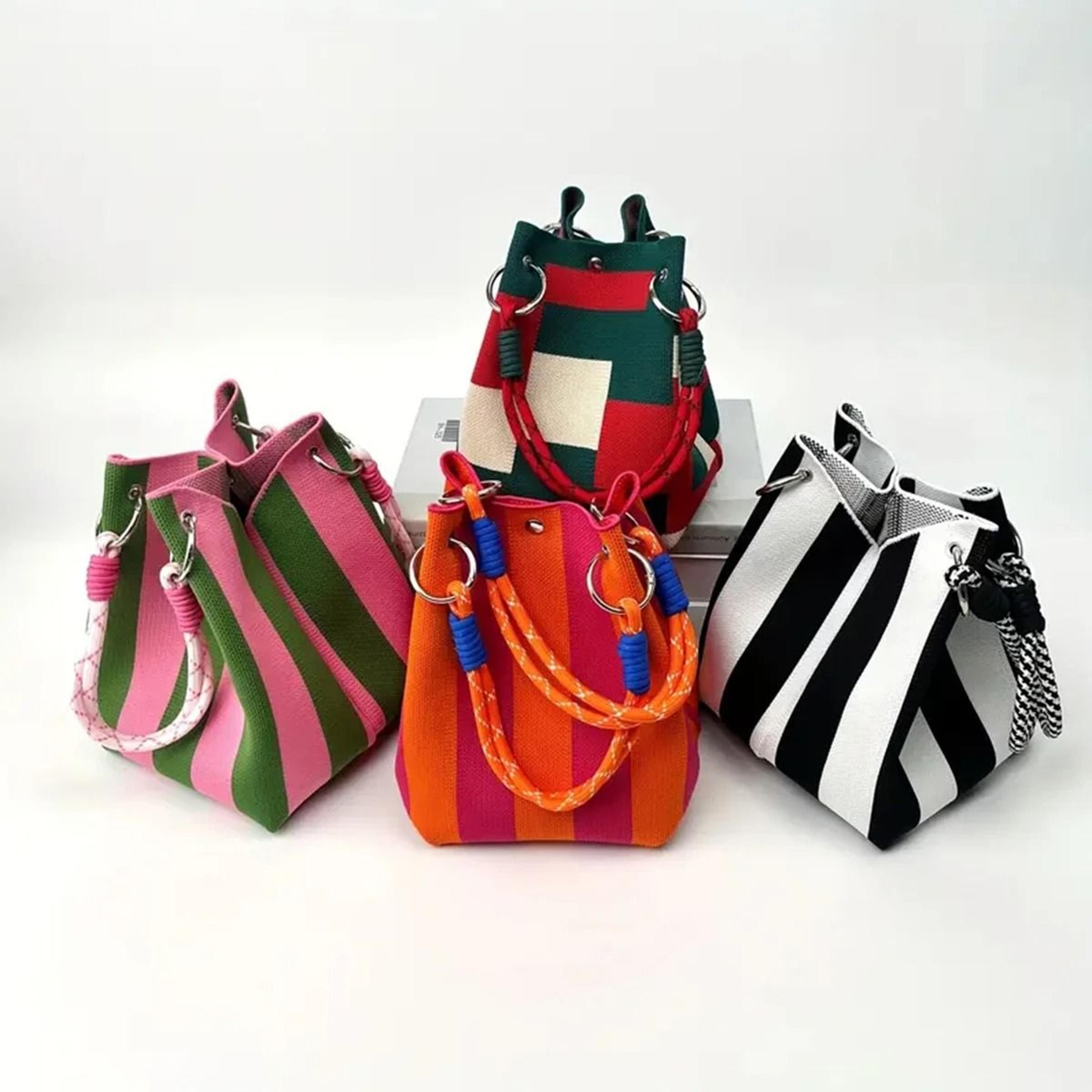 Multicolor Knitted Retro Bucket Handbag And Shoulder Bag 11