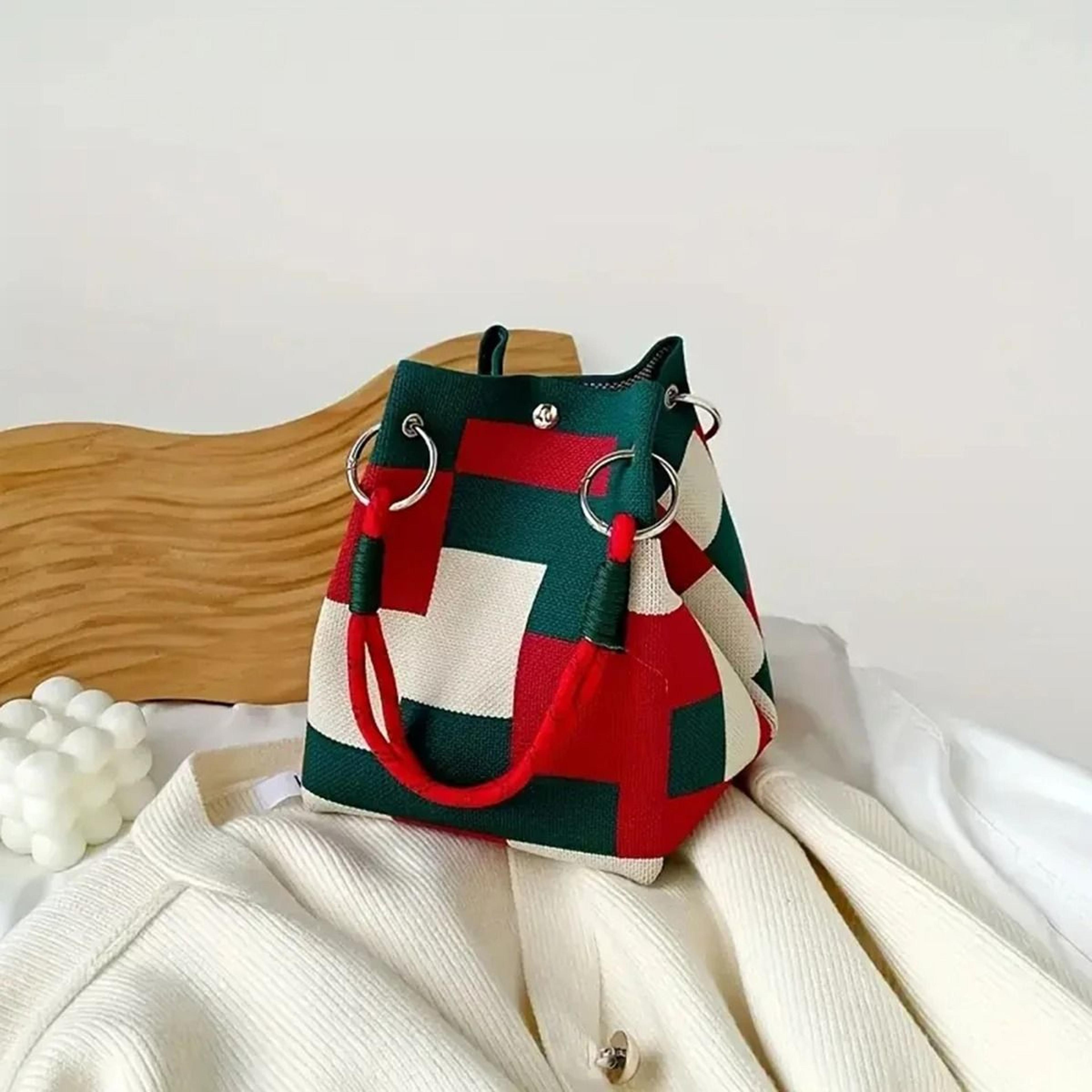 Multicolor Knitted Retro Bucket Handbag And Shoulder Bag 9
