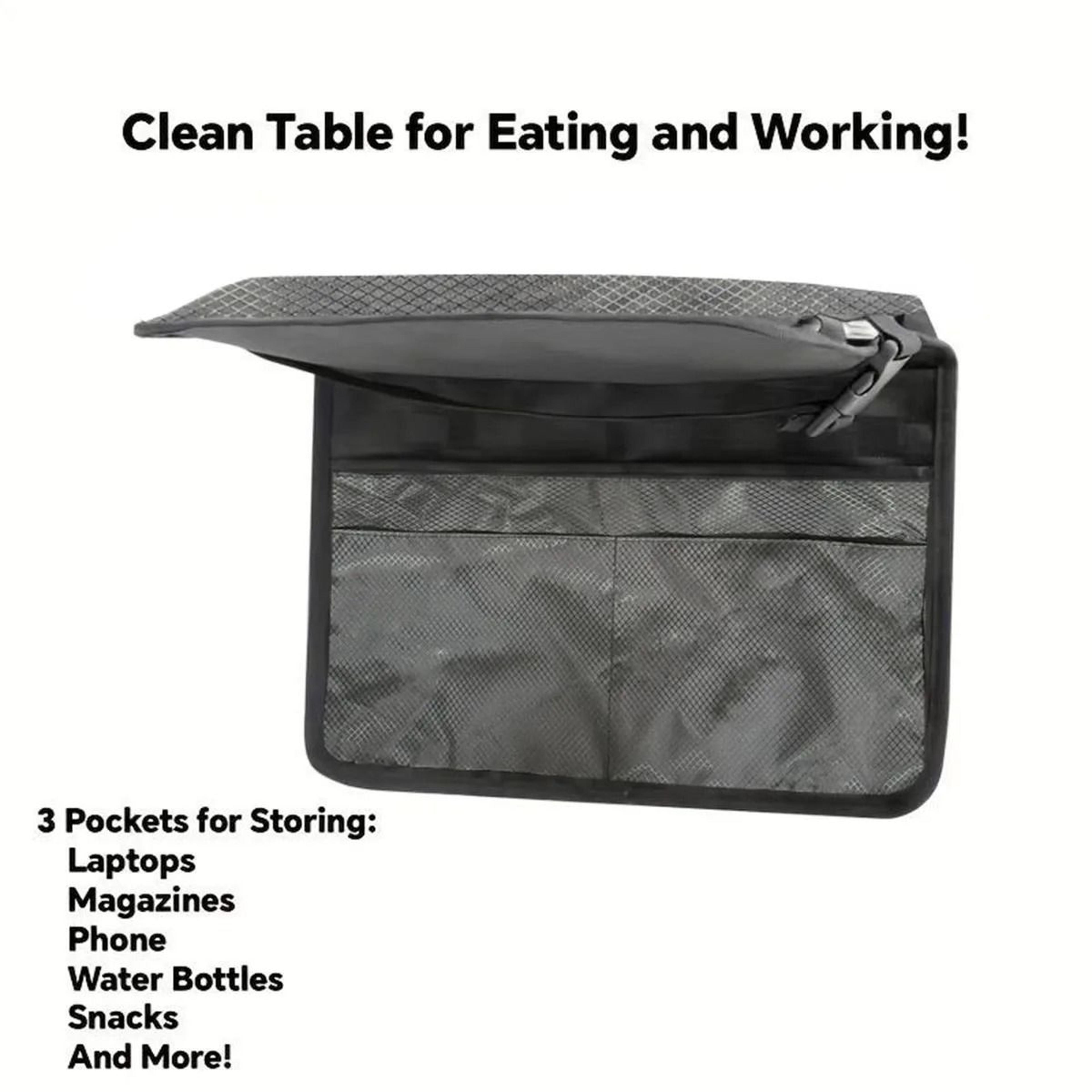 large airplane tray table organizer and travel storage bag