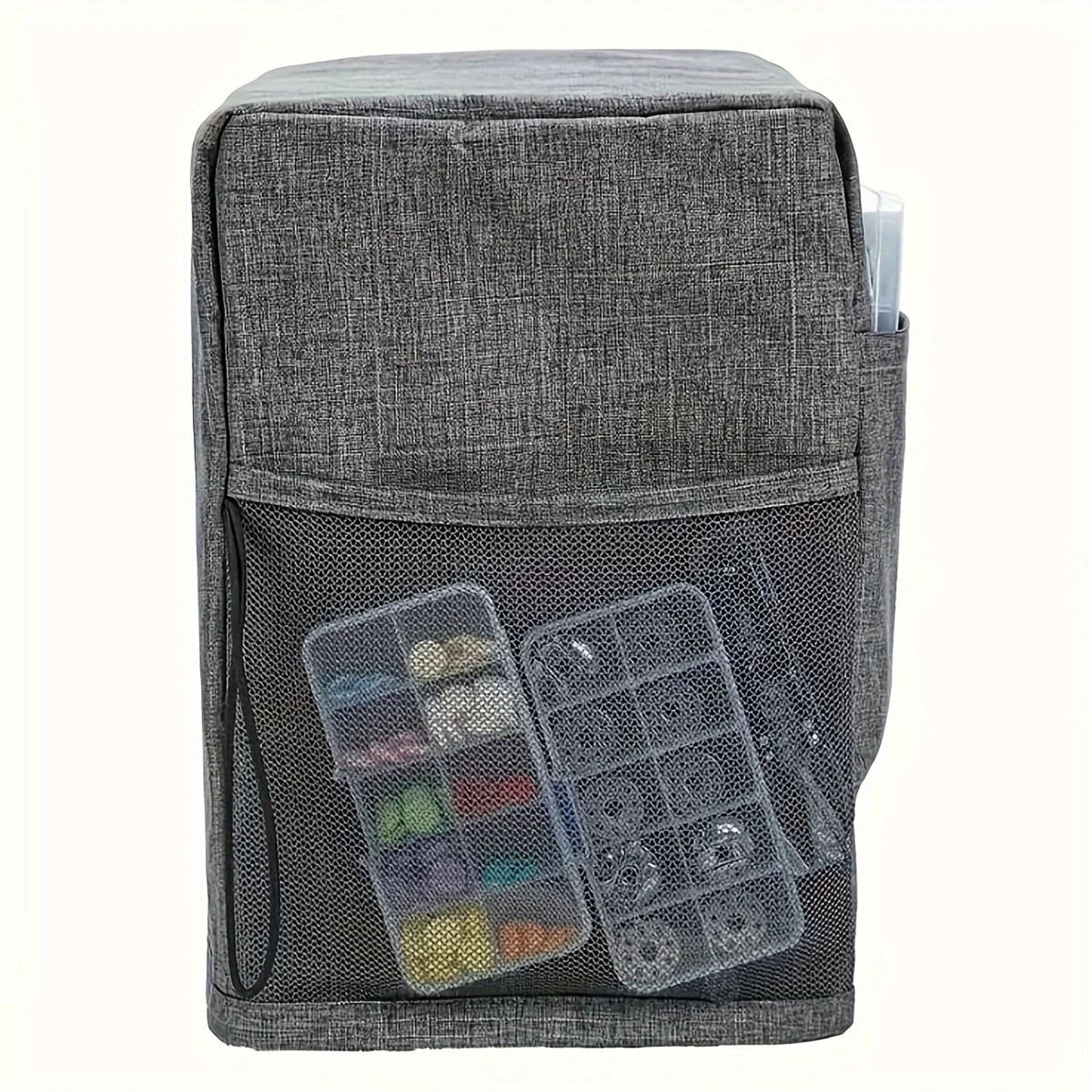 Gray Sewing Machine Dust Cover With Tool Storage Pockets 10