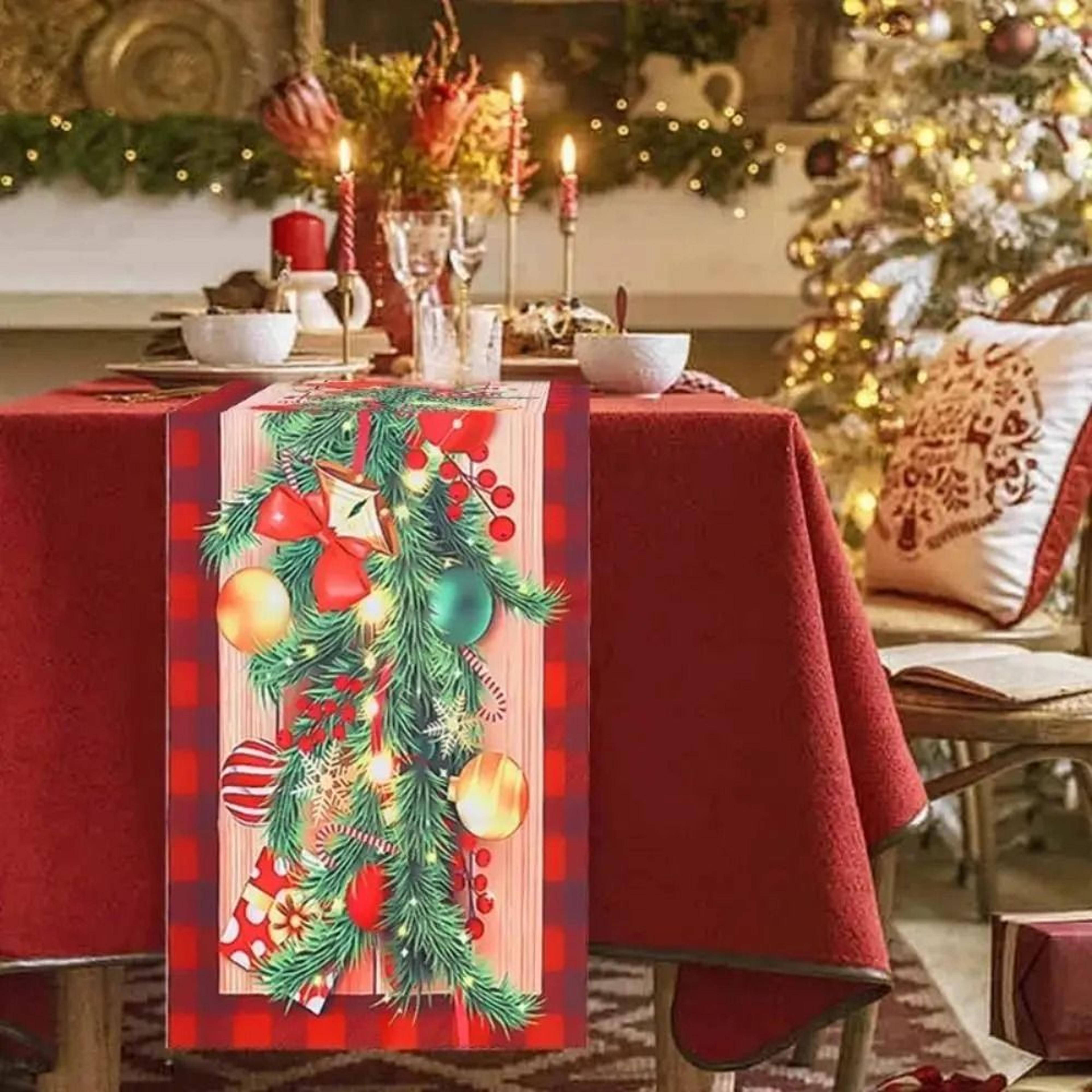 Festive Merry Christmas Table Runner Holiday Dining Decor 9