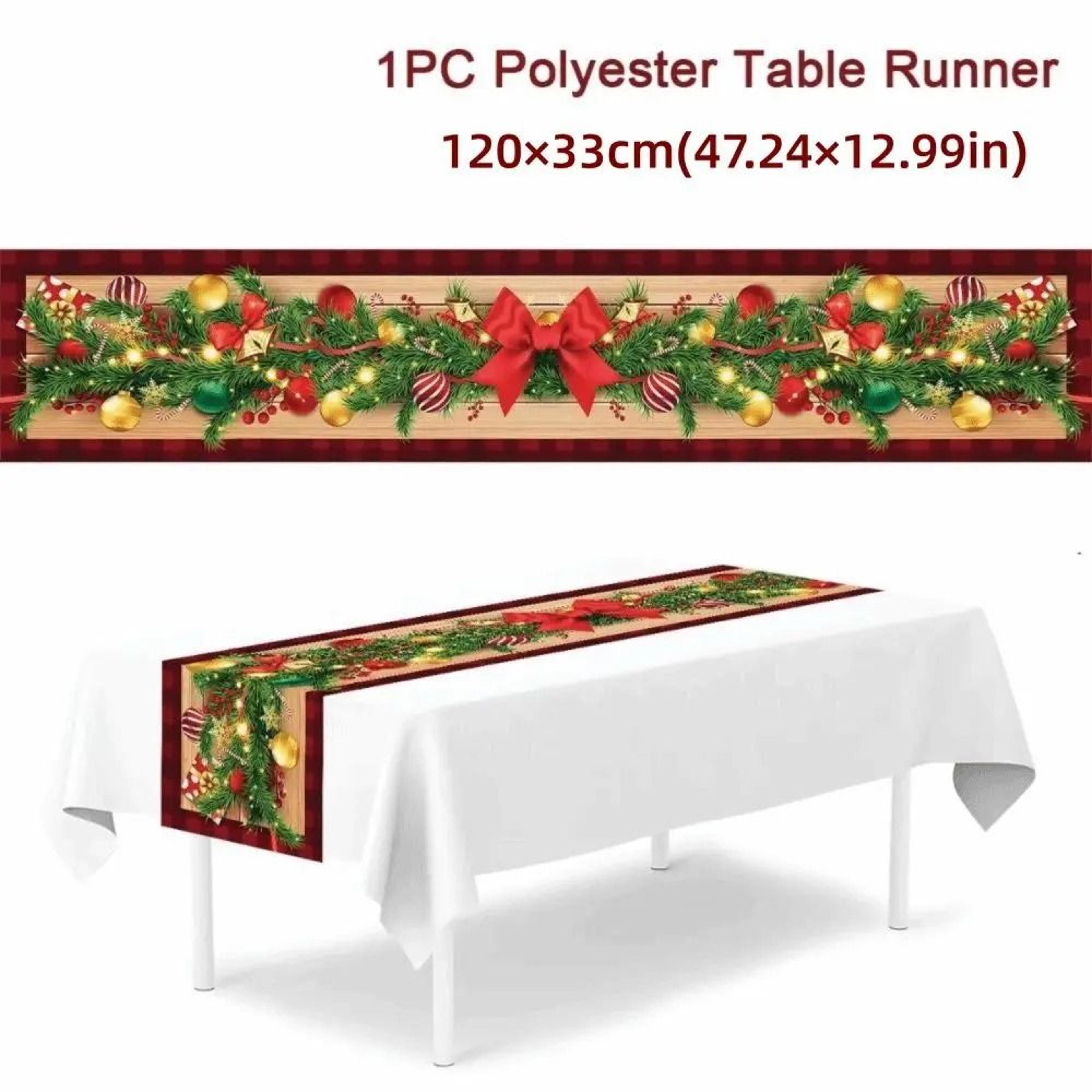 Festive Merry Christmas Table Runner Holiday Dining Decor 8
