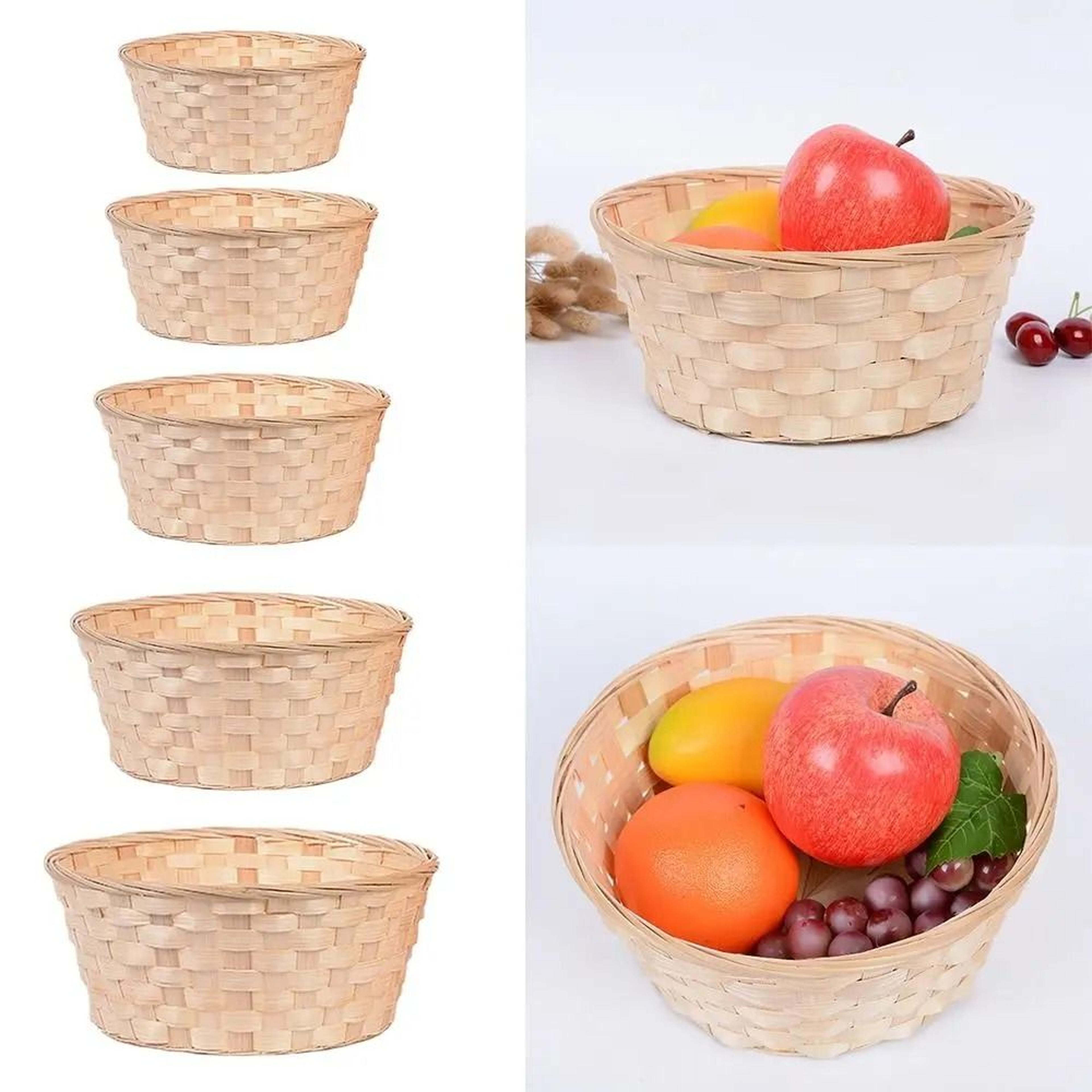 Handwoven Yellow Rattan Style Storage And Flower Basket 7