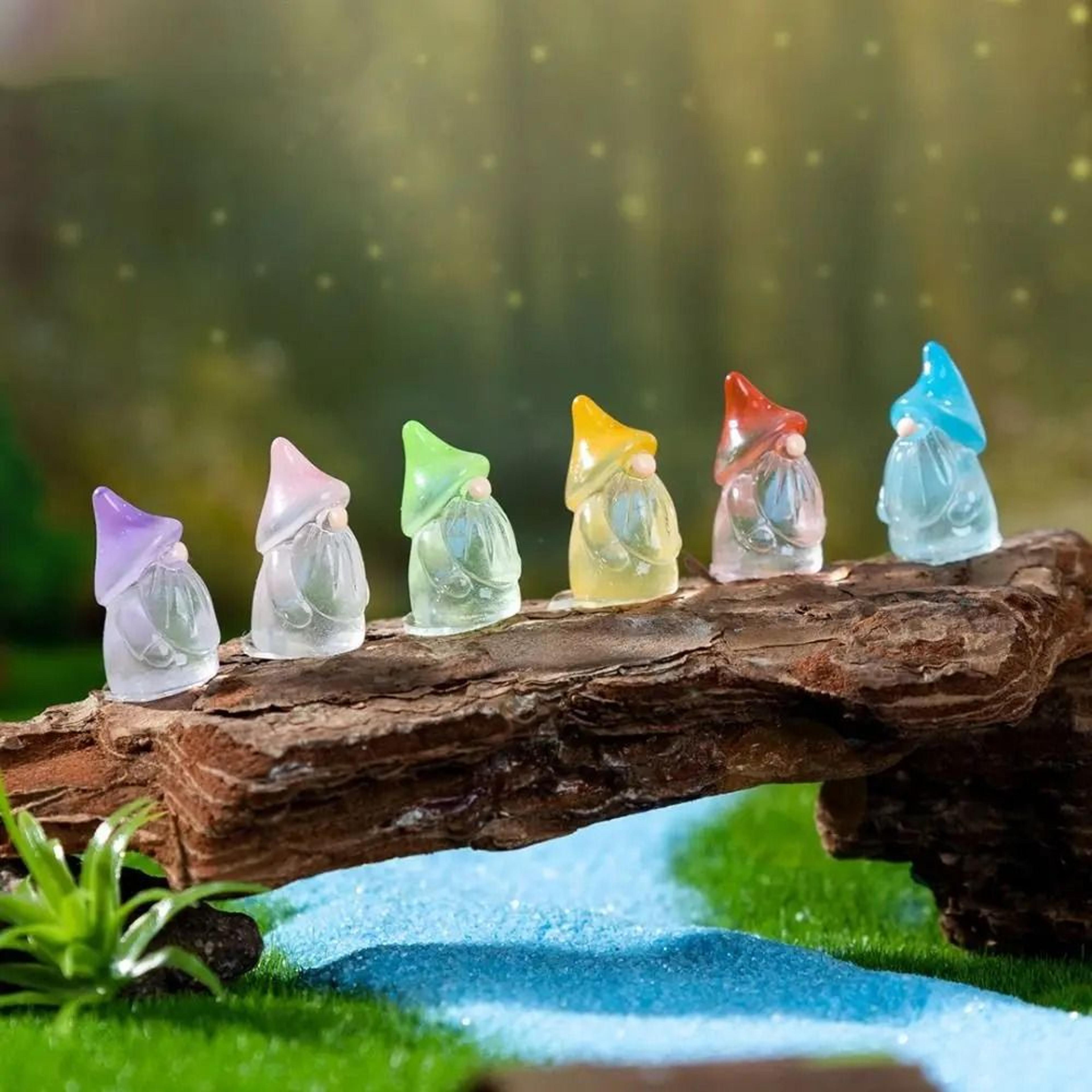 Six Piece Glow In The Dark Mini Gnome Fairy Garden Set 4