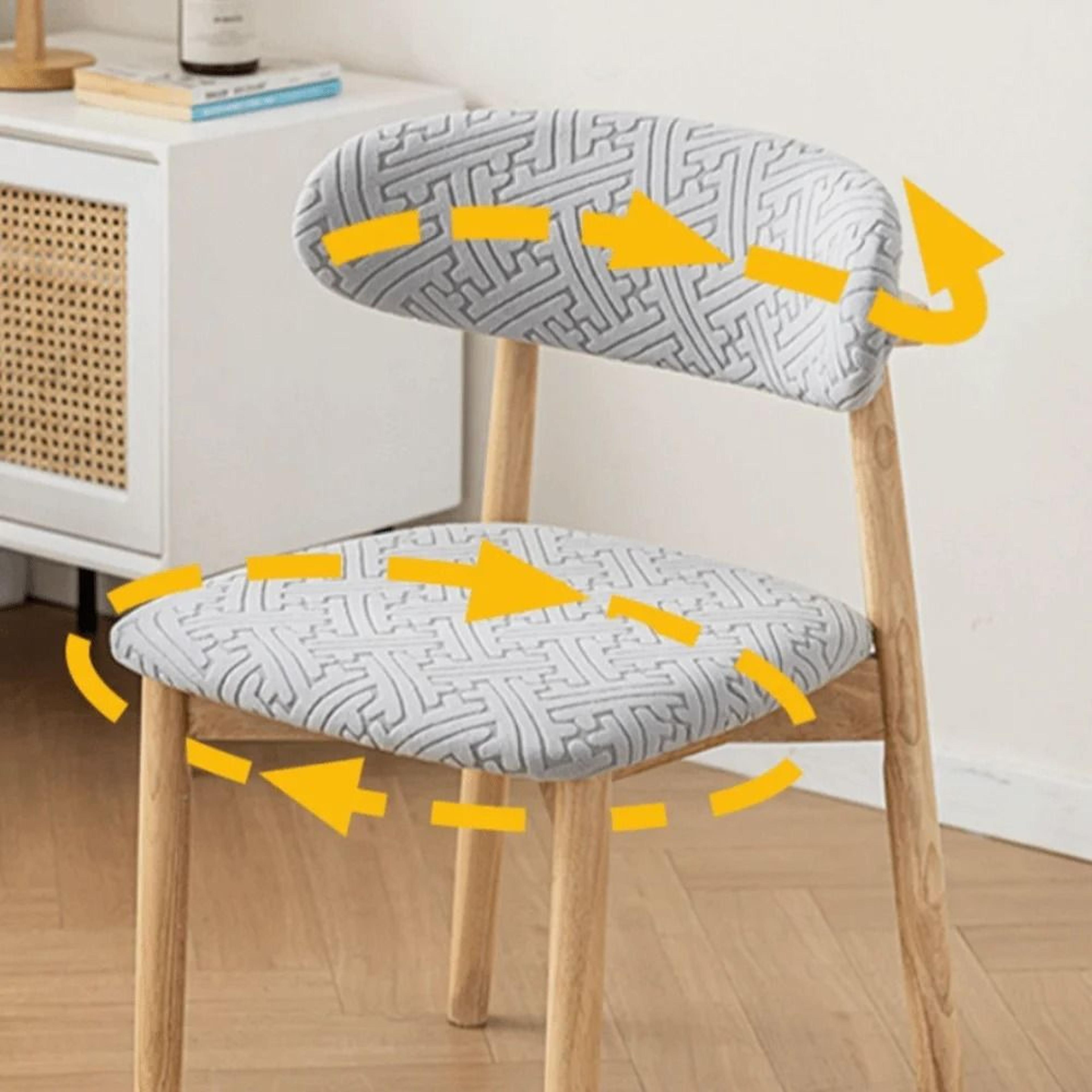 Printed Elastic Curved Back Dining Chair Cover Set 8