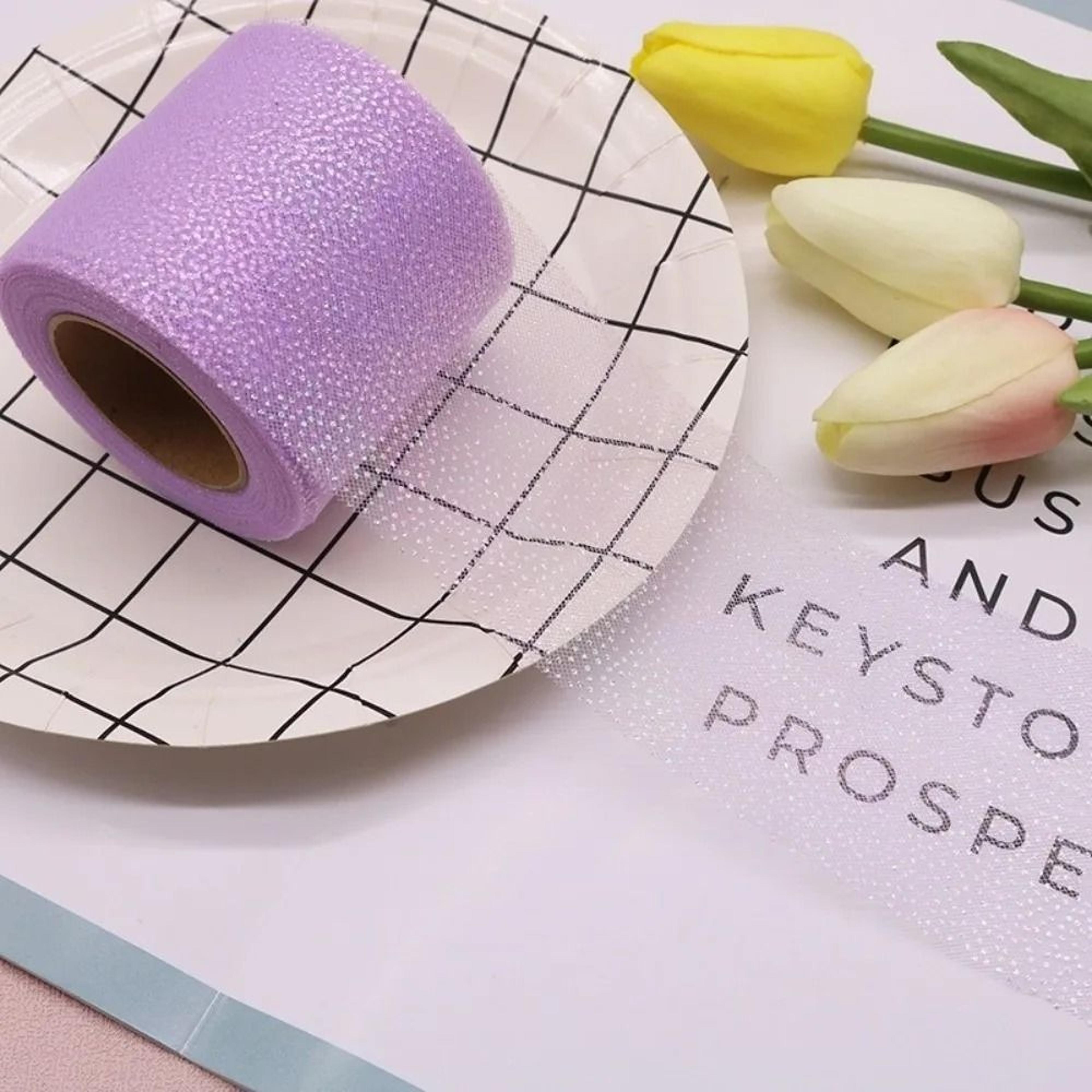 6cm 25 Yard Glitter Dot Tulle Ribbon Roll 12