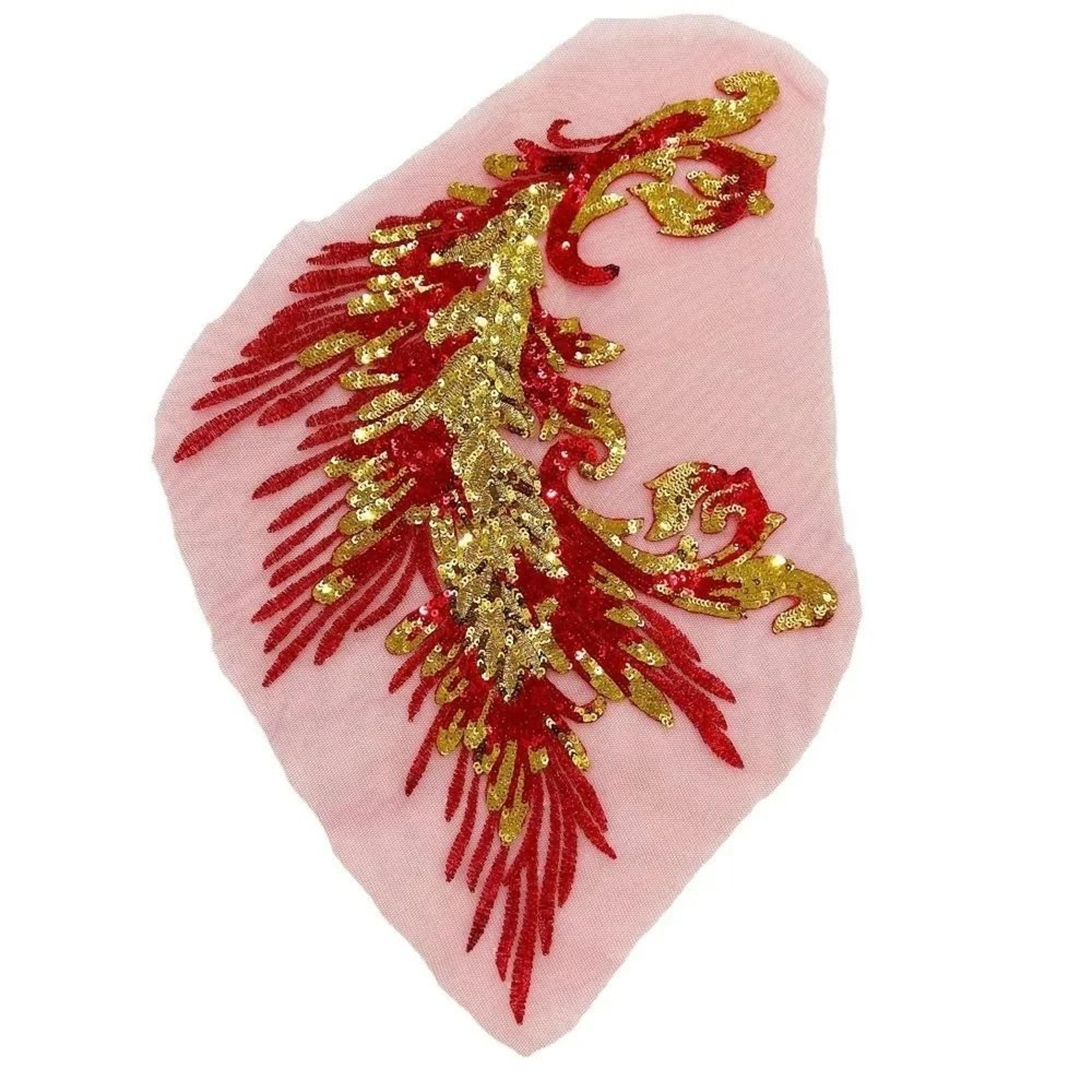 Colorful Phoenix Tail Sequin Embroidery Applique 8