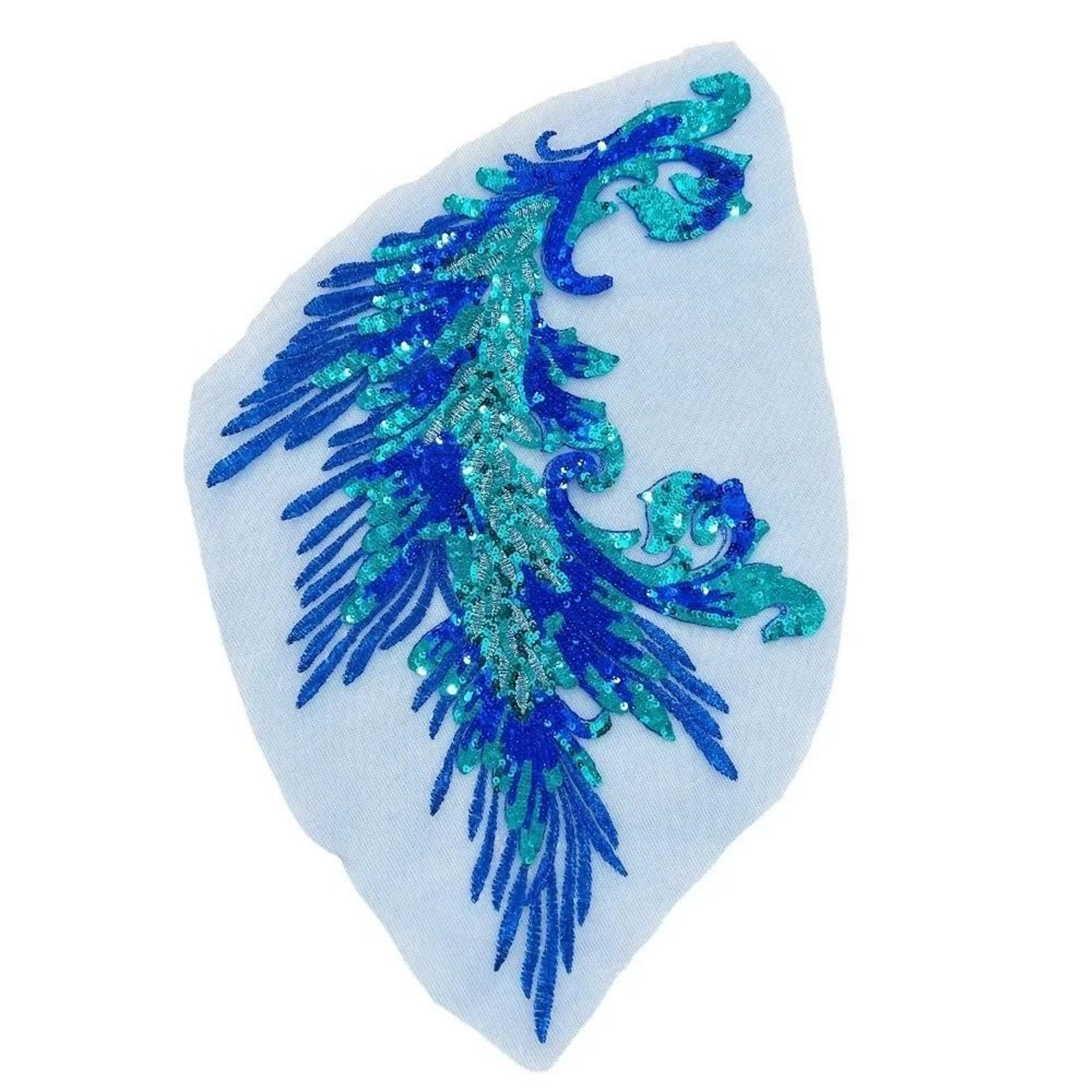 Colorful Phoenix Tail Sequin Embroidery Applique 4