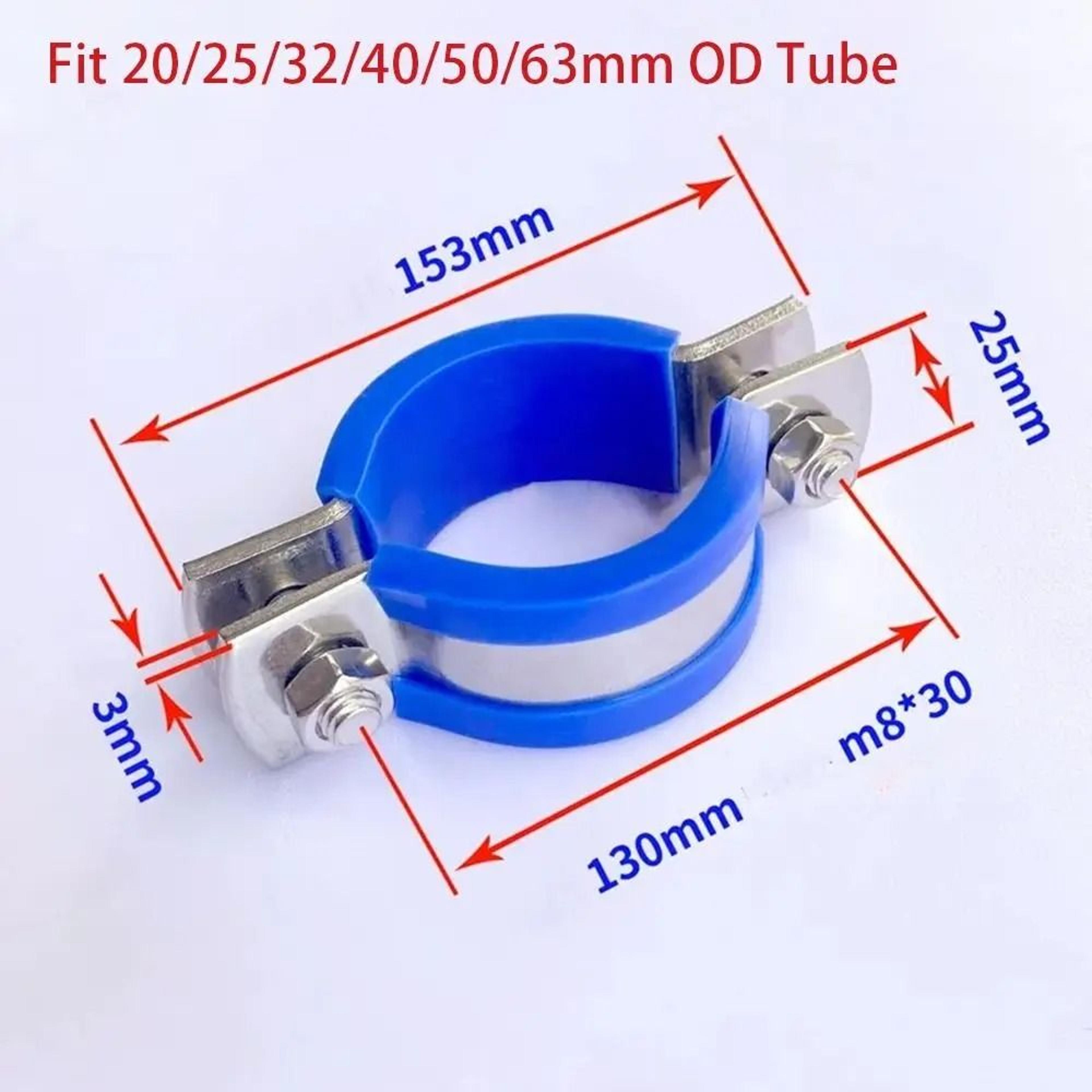 Rubber Lined Round Pipe Support Clamp With Screw 1
