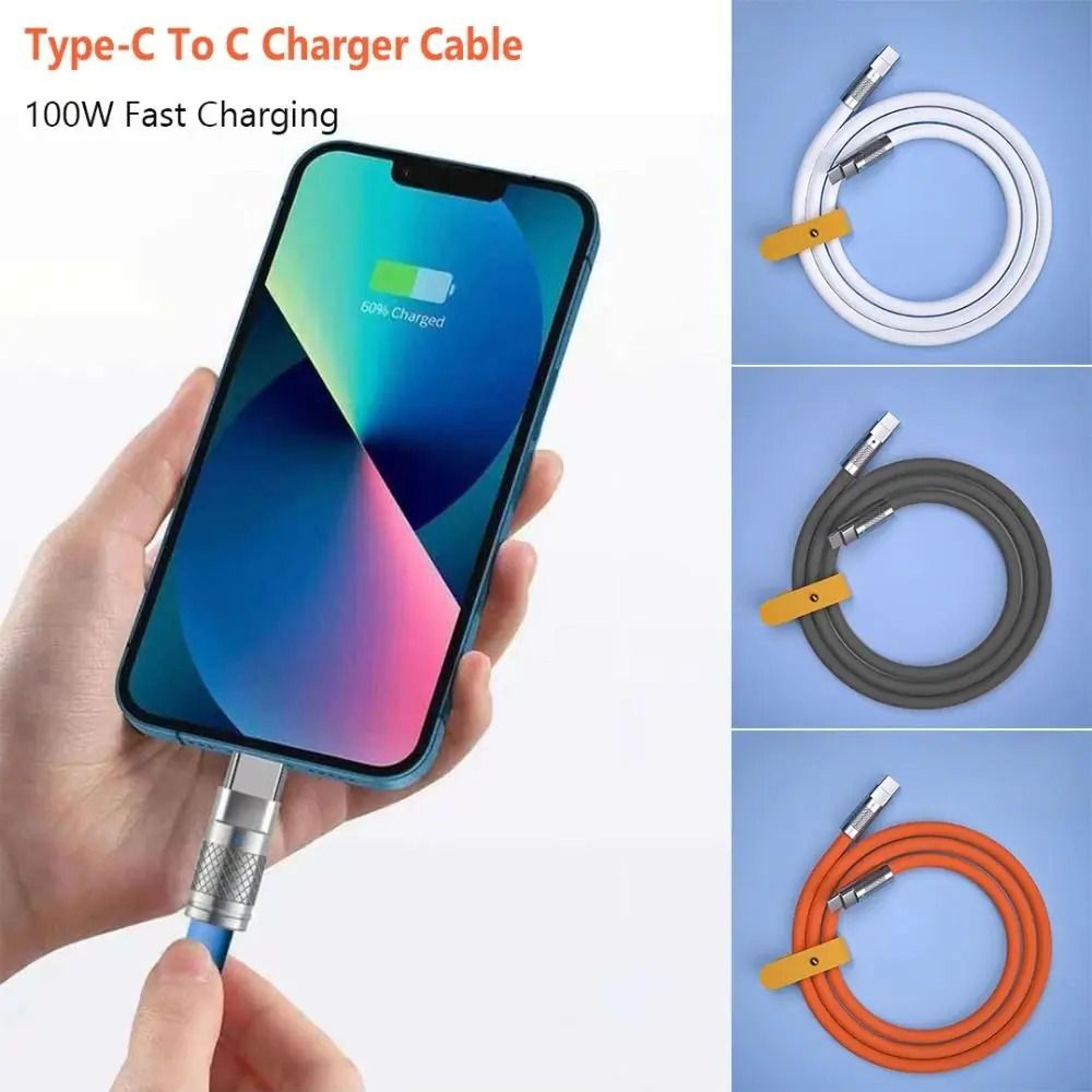 100W Silicone USB C Fast Charging Cable For Compatible Devices 10
