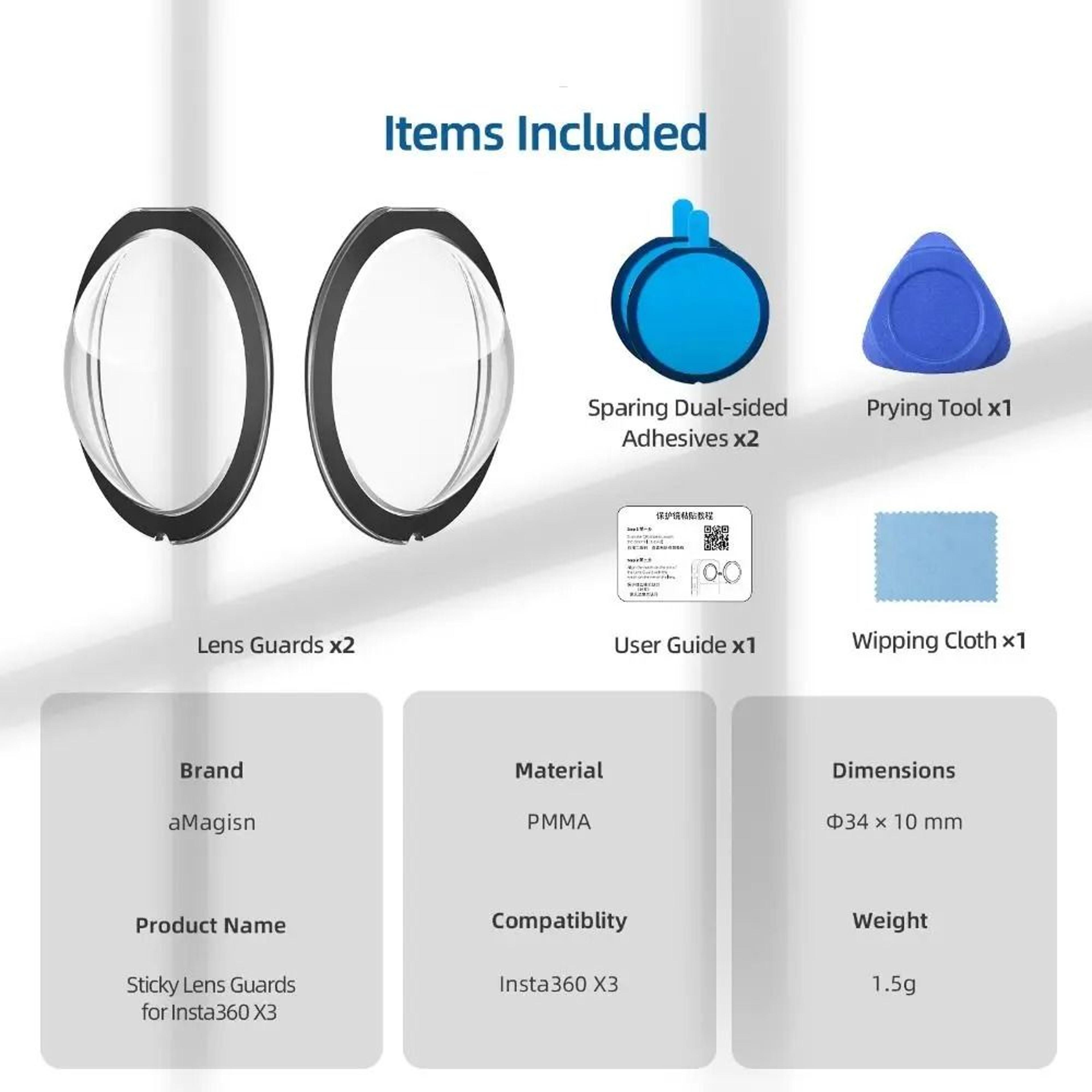 Dual Sticky Lens Guards For Insta360 X3 Camera Protection Accessories 3