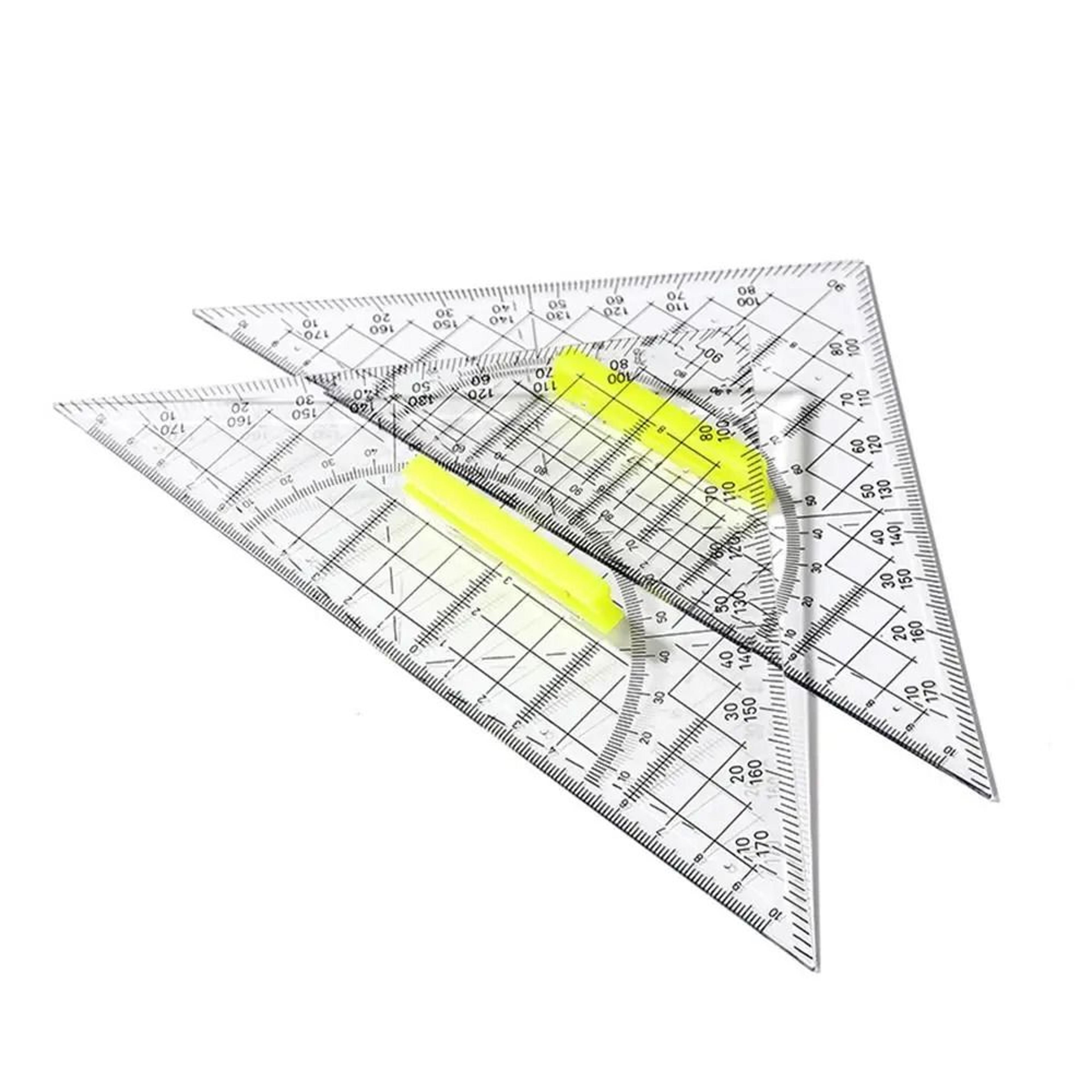 Transparent Multifunction Triangle Ruler With Handle For Geometry And Drafting 5