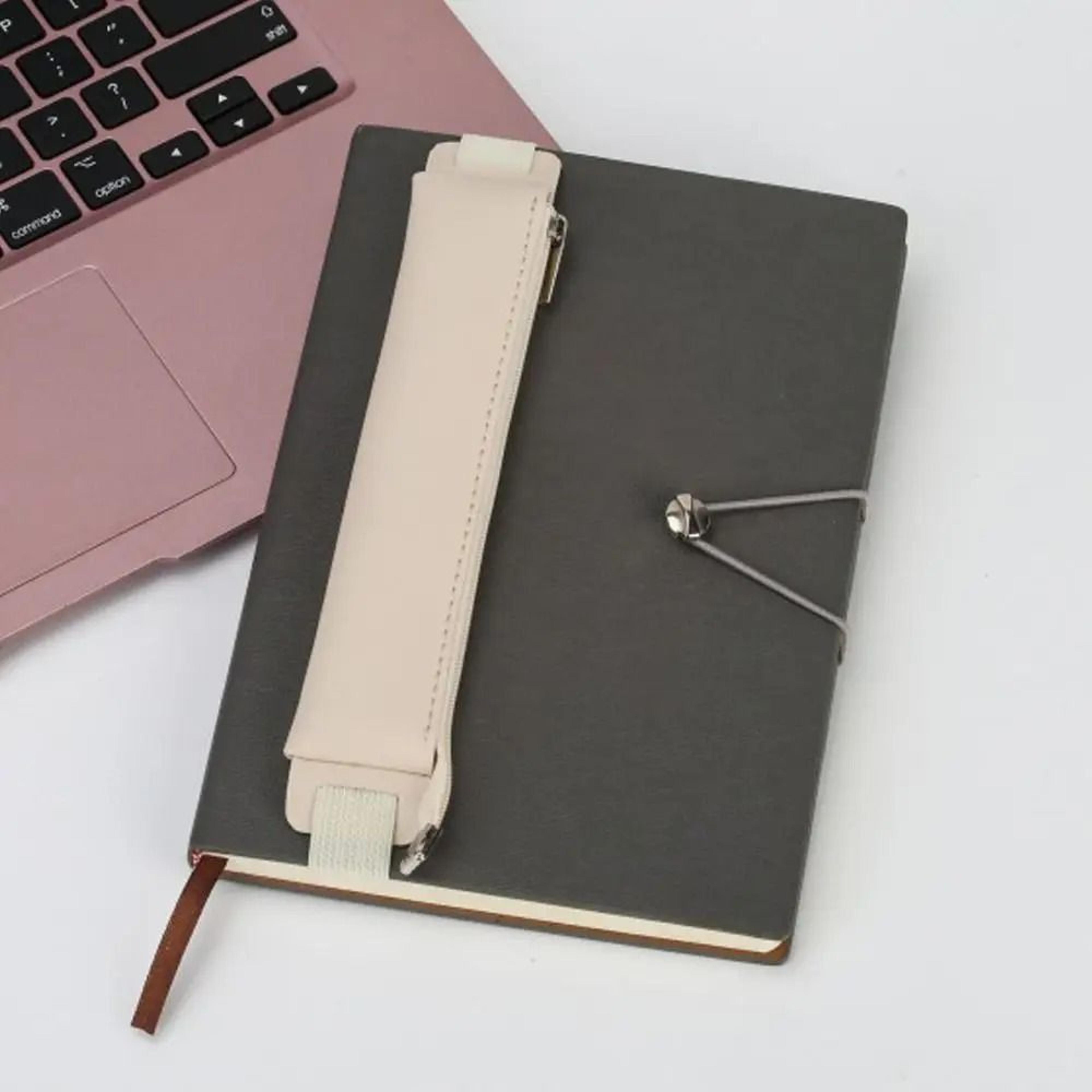 Vintage PU Leather Notebook Pencil Pouch With Adjustable Elastic Band 9