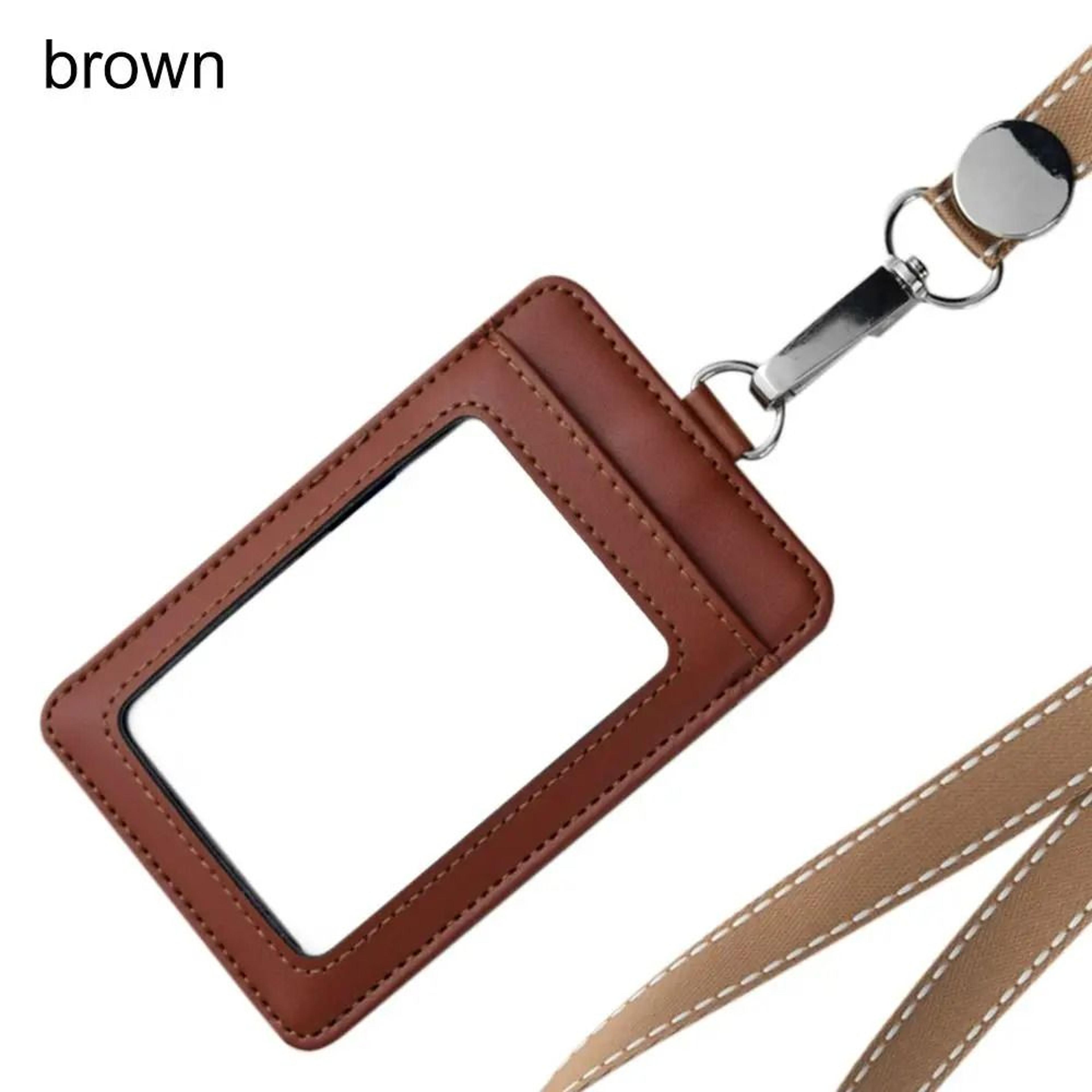 Genuine Leather ID Card Holder With Lanyard And Three Card Slots 2