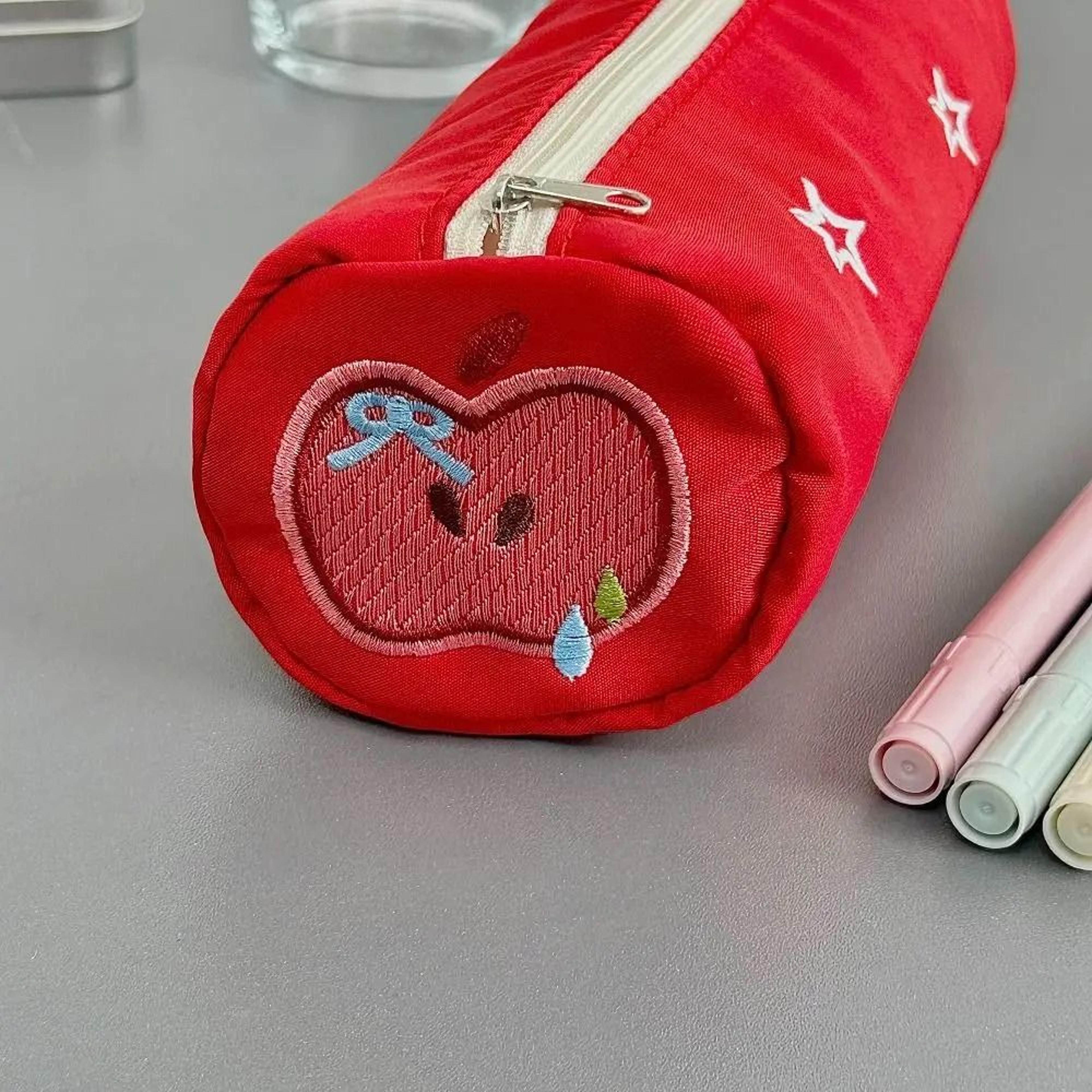Cartoon Fruit Embroidered Large Capacity Pencil Case 7
