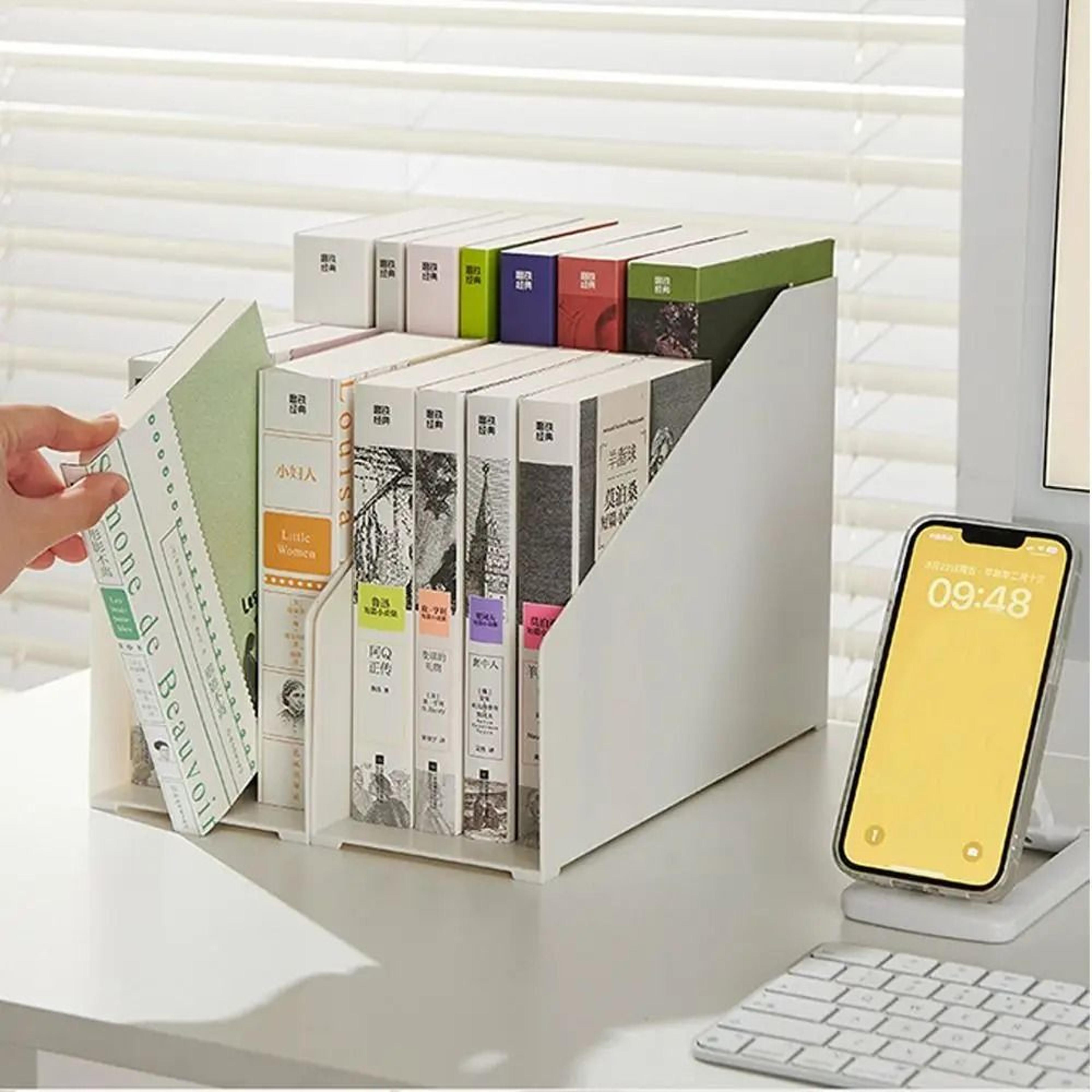 Double Layer Plastic Desktop Book Organizer Stand 6