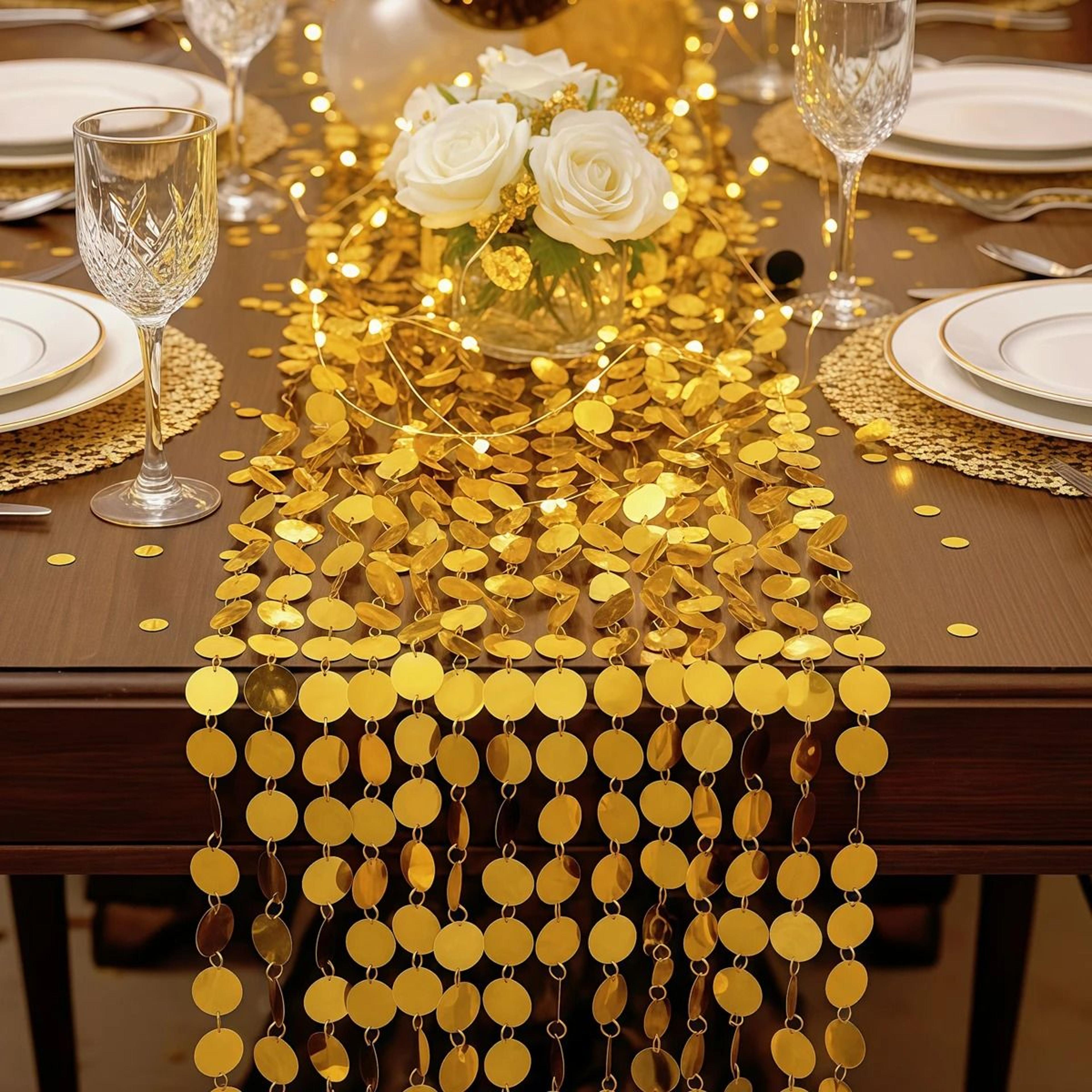 Golden Sequin Curtain Backdrop For Sparkling Party Decor 4