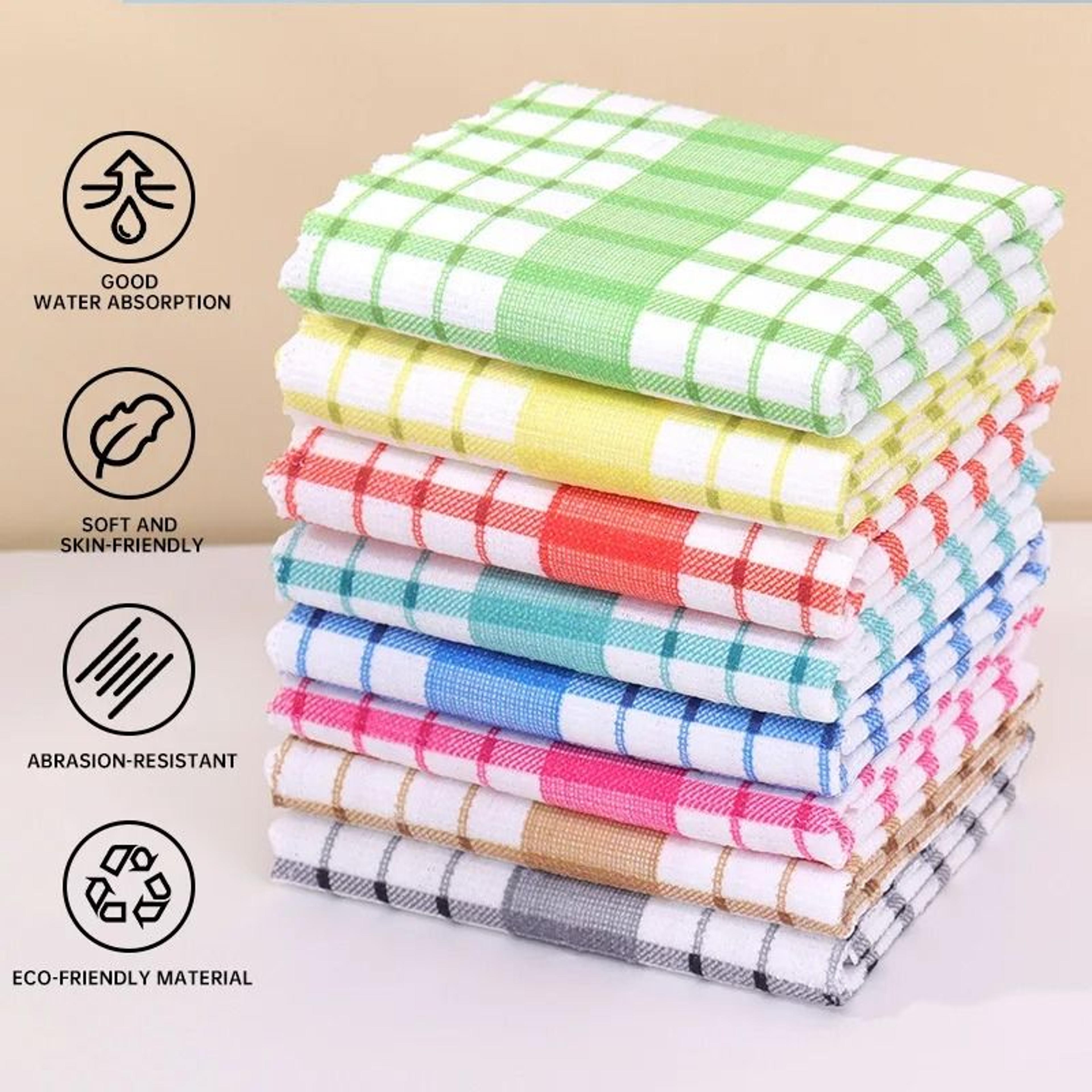 Modern Checkered Absorbent Kitchen Towel Set 4