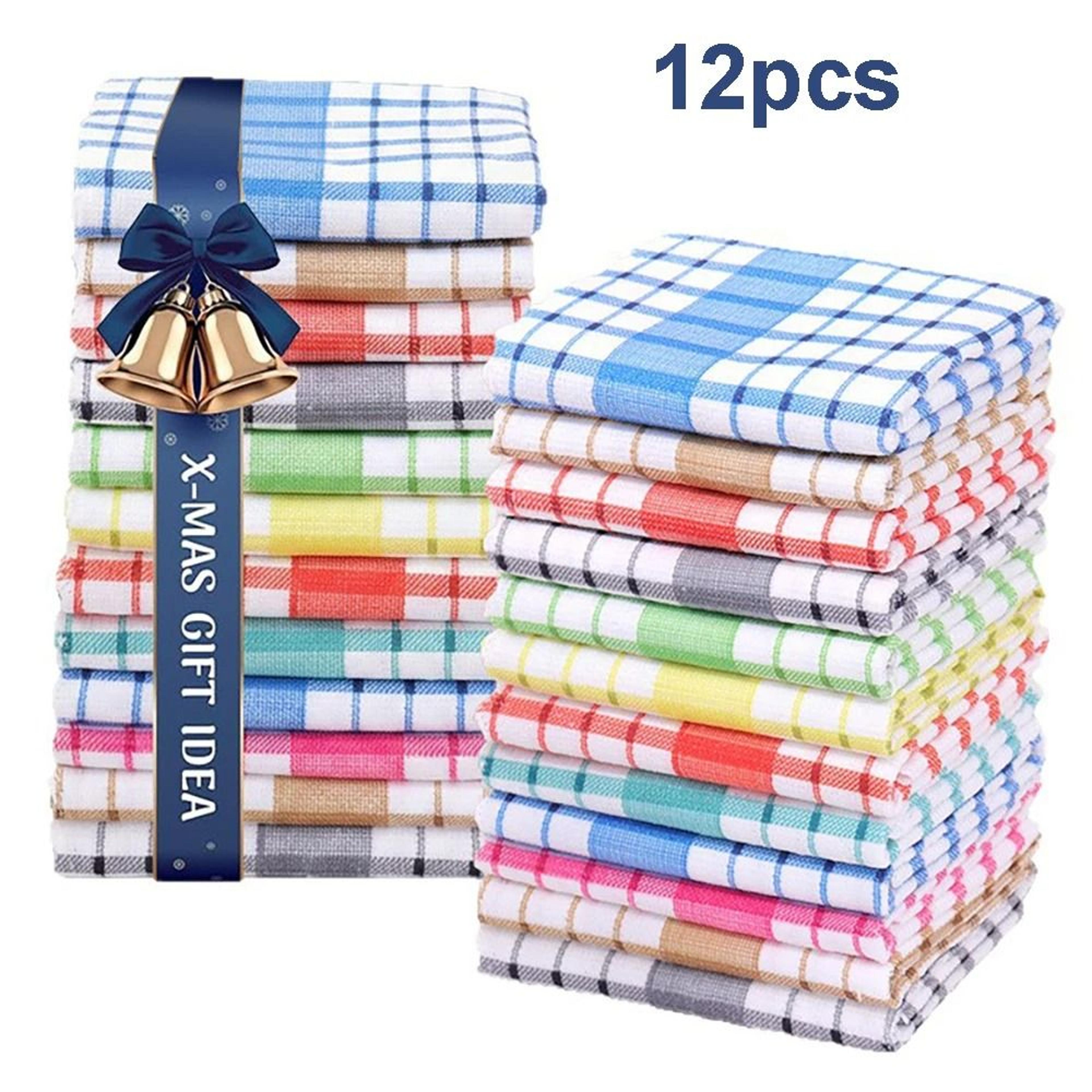Modern Checkered Absorbent Kitchen Towel Set 2
