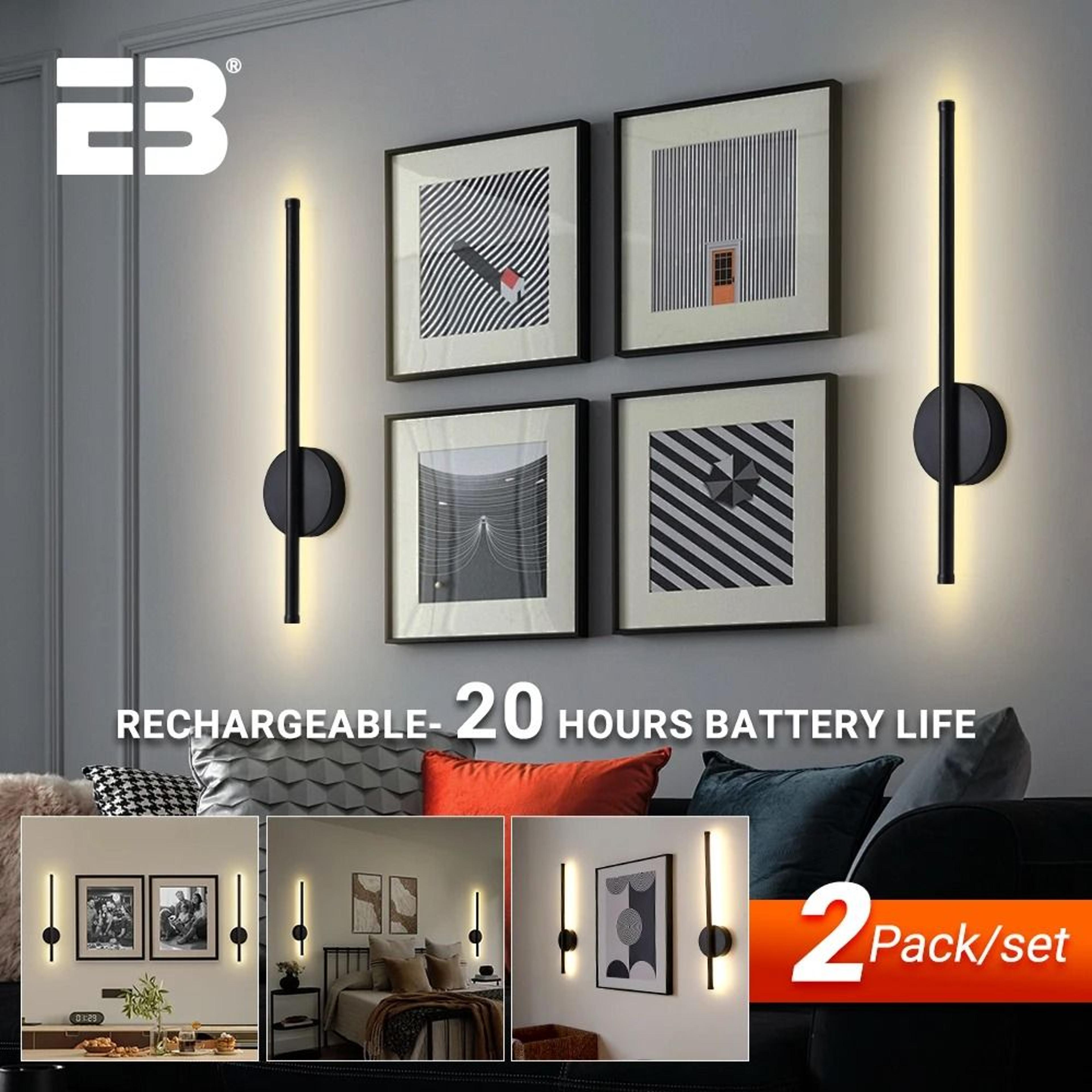 Rechargeable LED Wall Sconce Set With Remote Controlled Dimmable Lighting 0