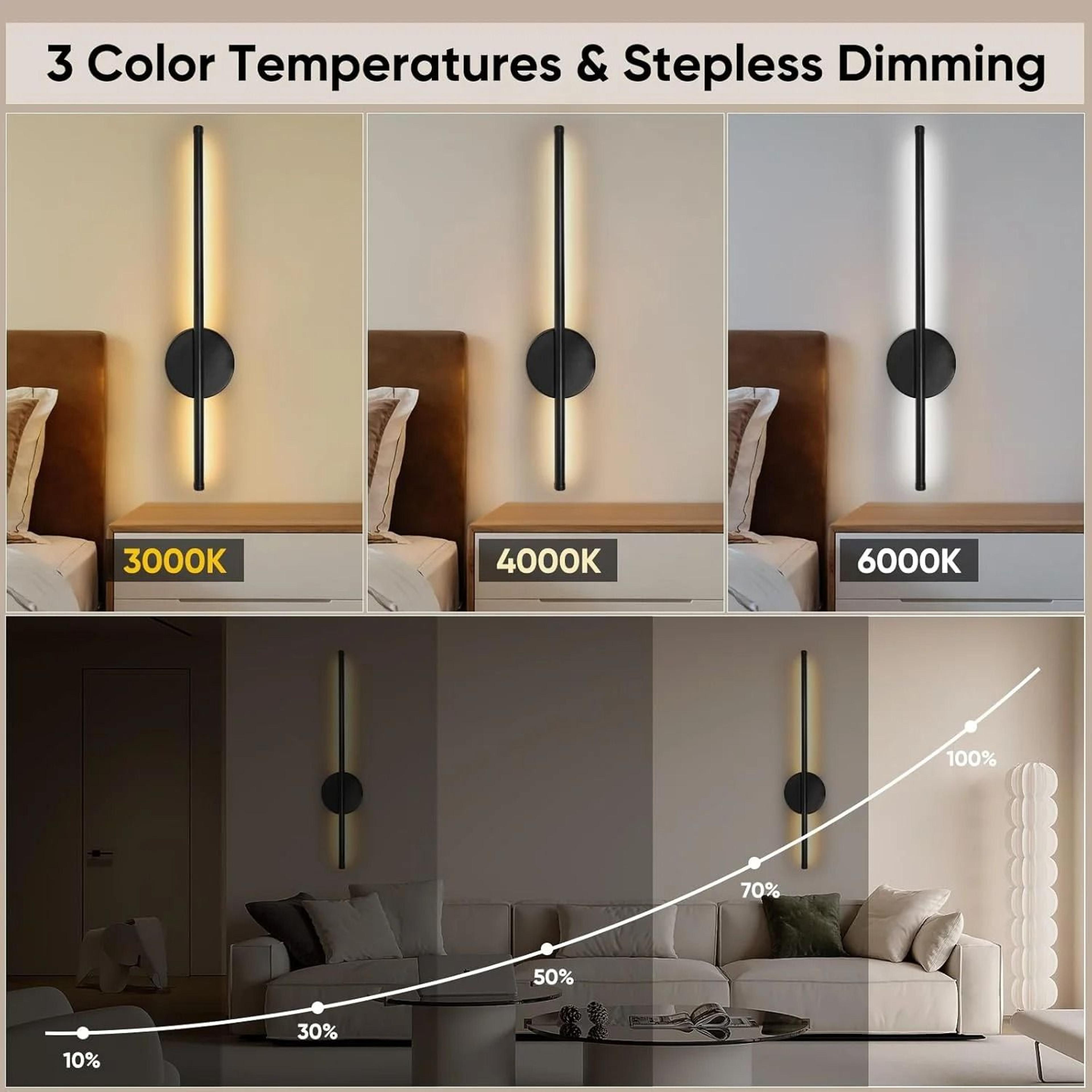 Black Rechargeable Wall Sconce Pair With Remote Dimmable Cordless Lighting 5