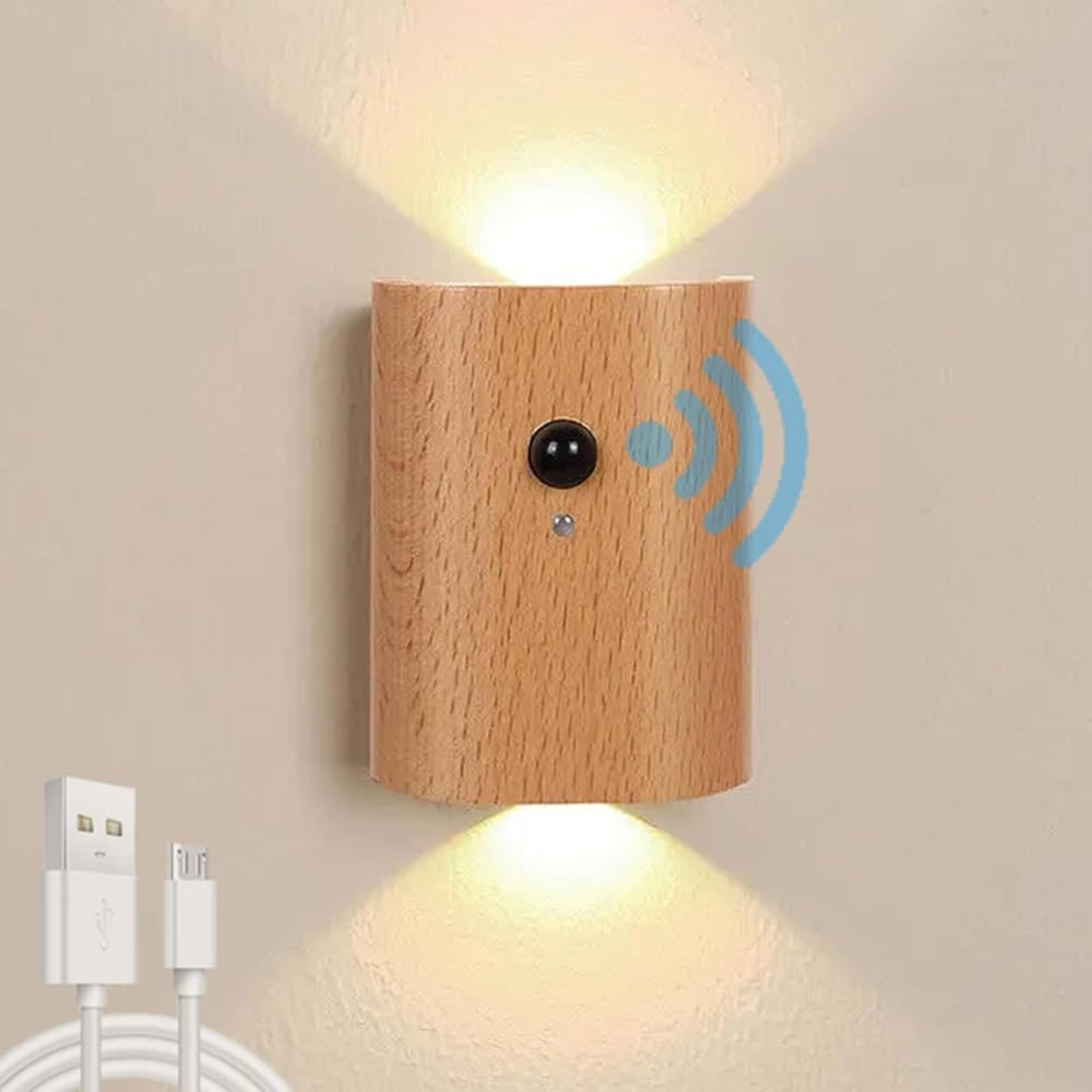 Wooden Rechargeable Infrared Motion Sensor Night Light 0