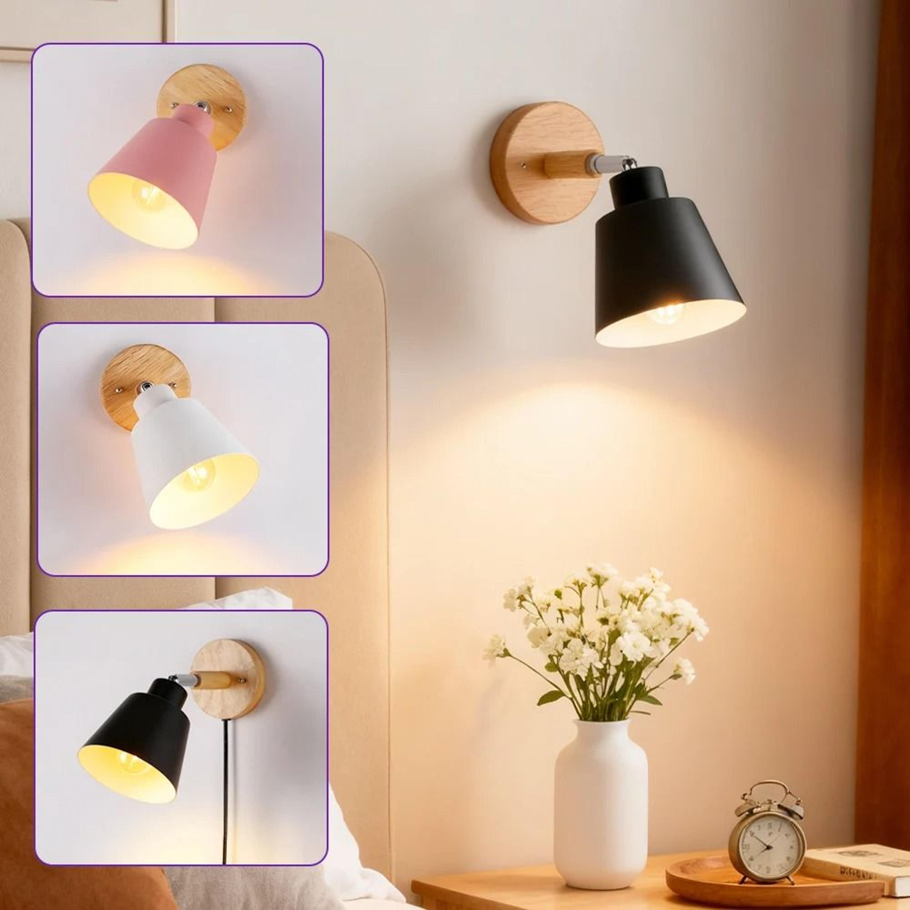Nordic Wood E27 Bedside Wall Lamp 9