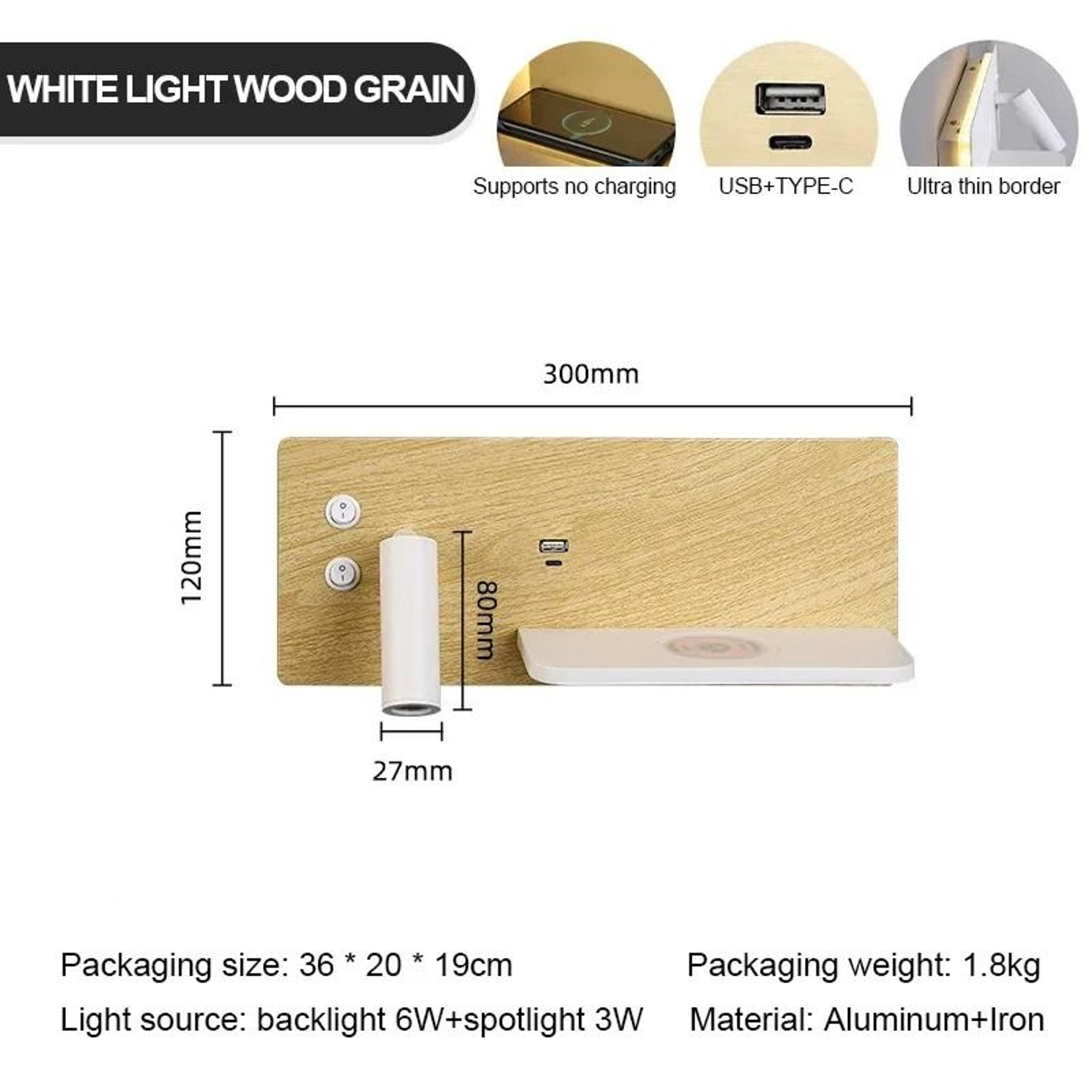 Multifunction Bedside Wall Lamp With Wireless Charger 3