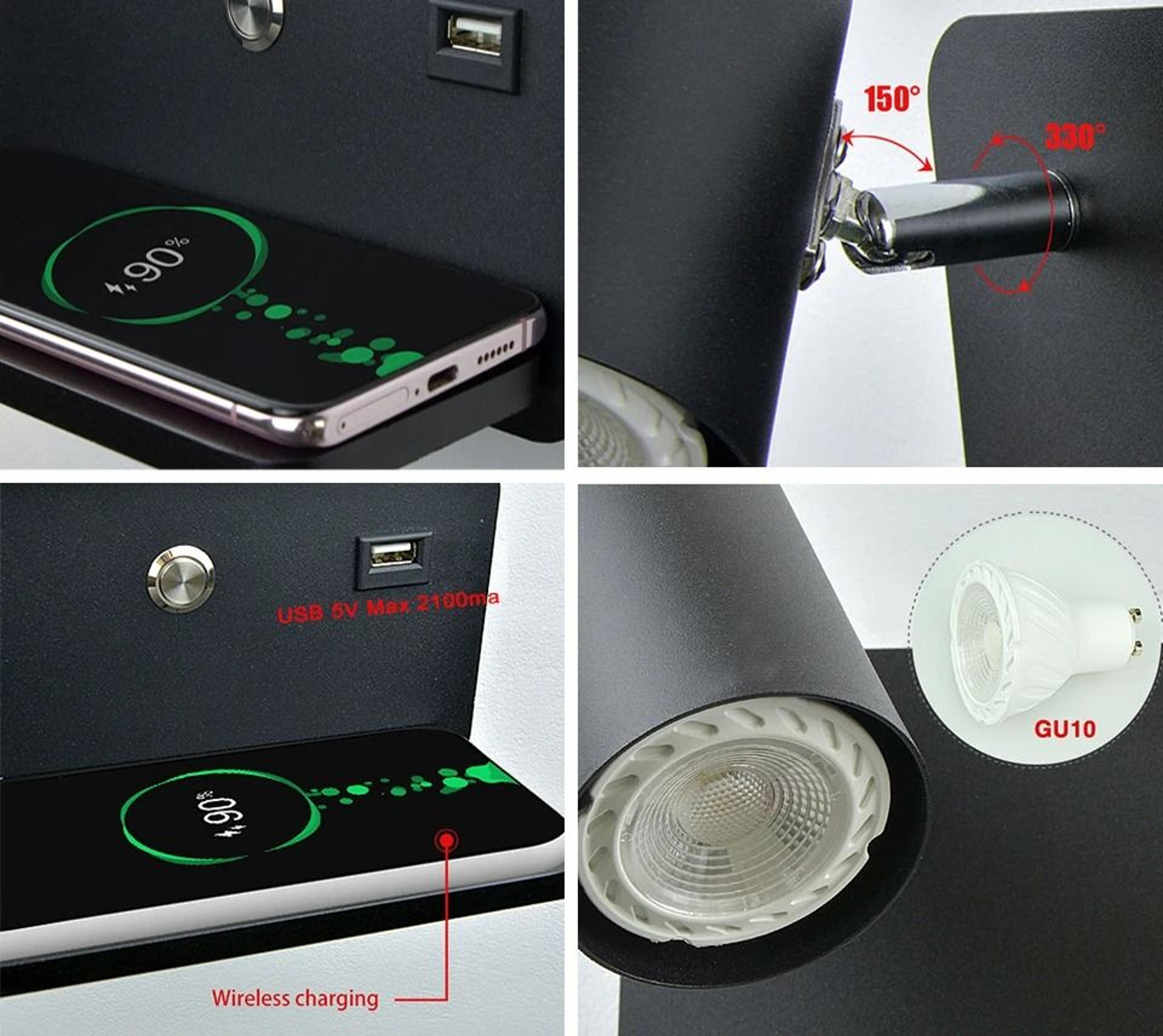 Nordic Bedside Wall Lamp With Wireless And USB Charging 7