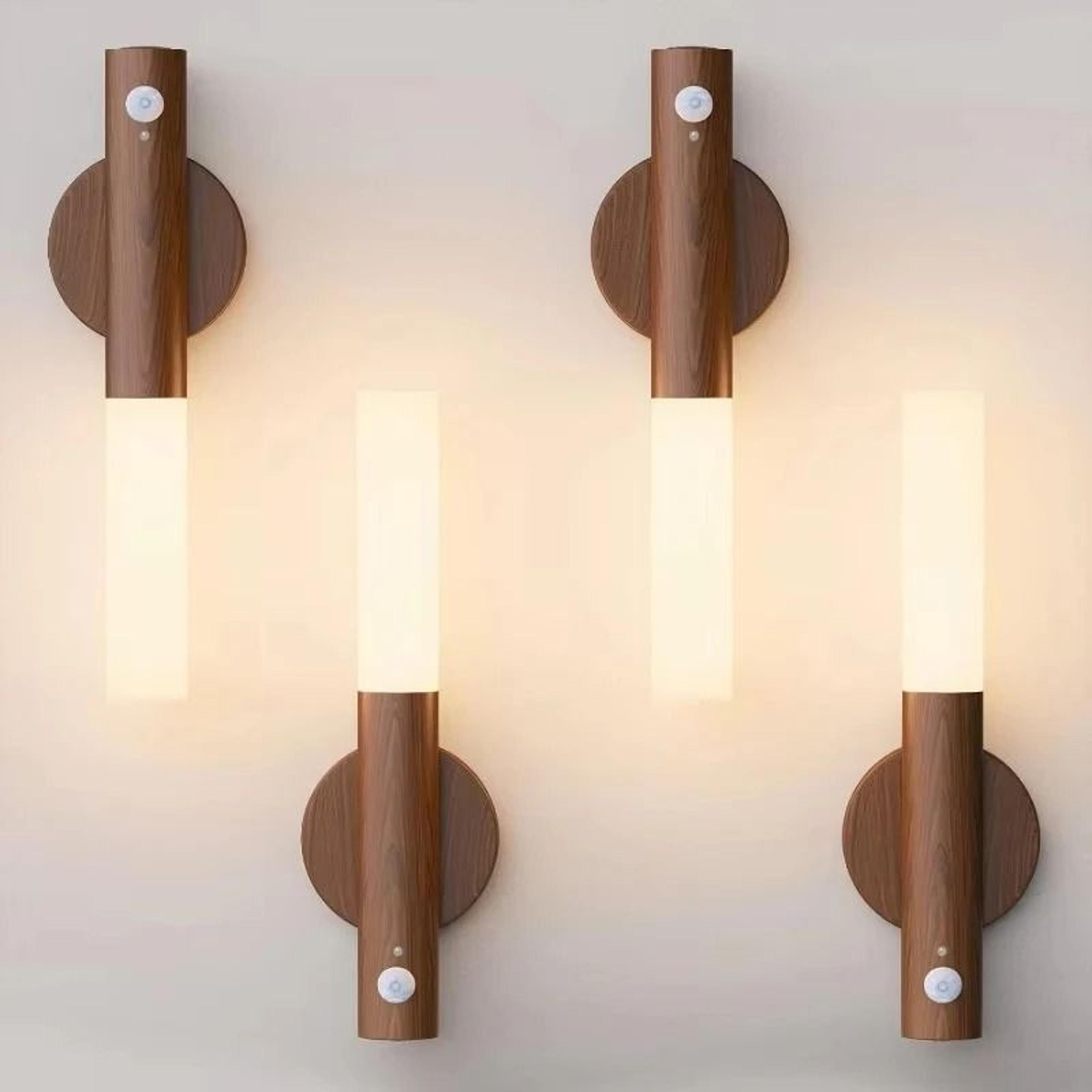 Rechargeable Wooden Motion Sensor Wall Light 0