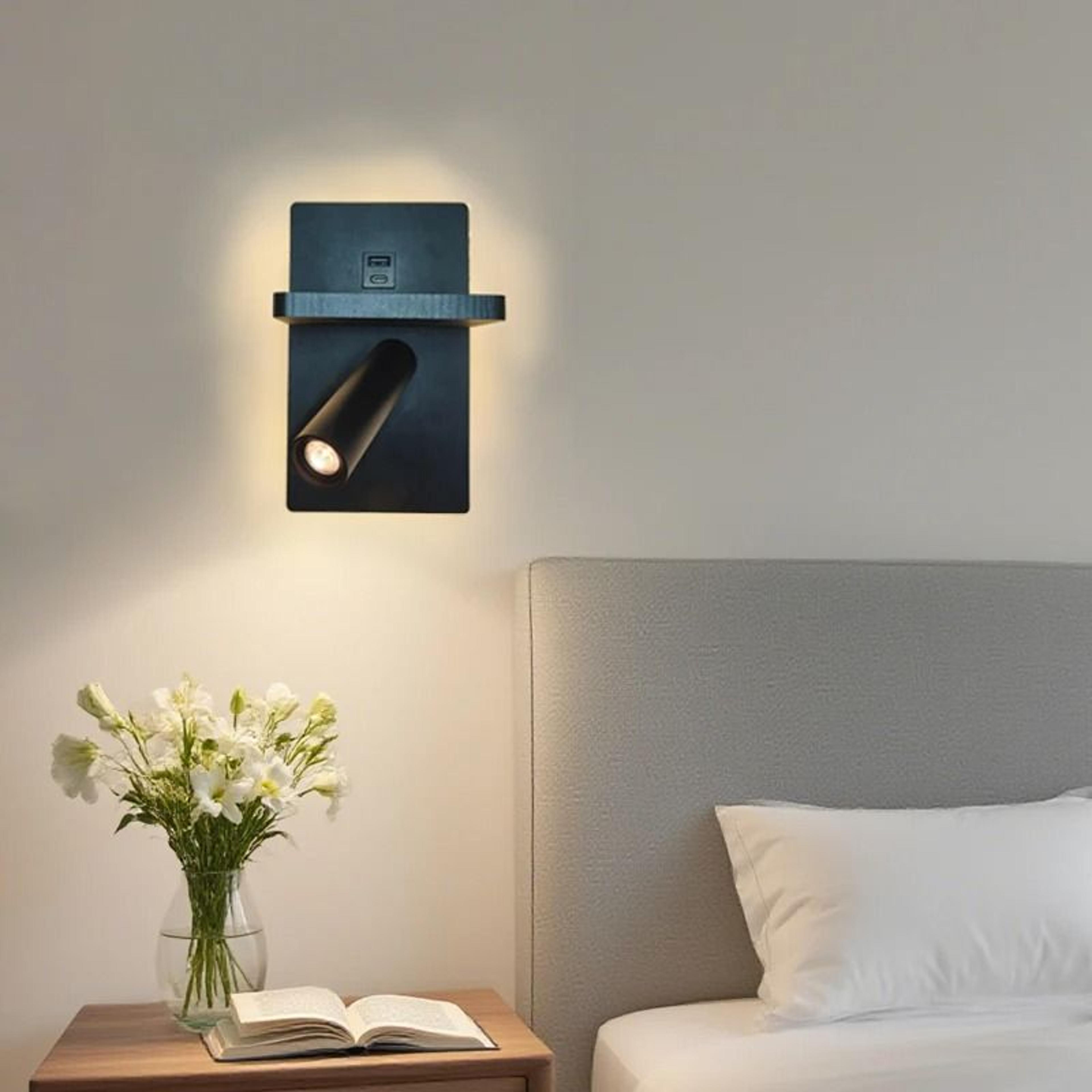 Modern Black Rechargeable Adjustable Spotlight Wall Sconce 0