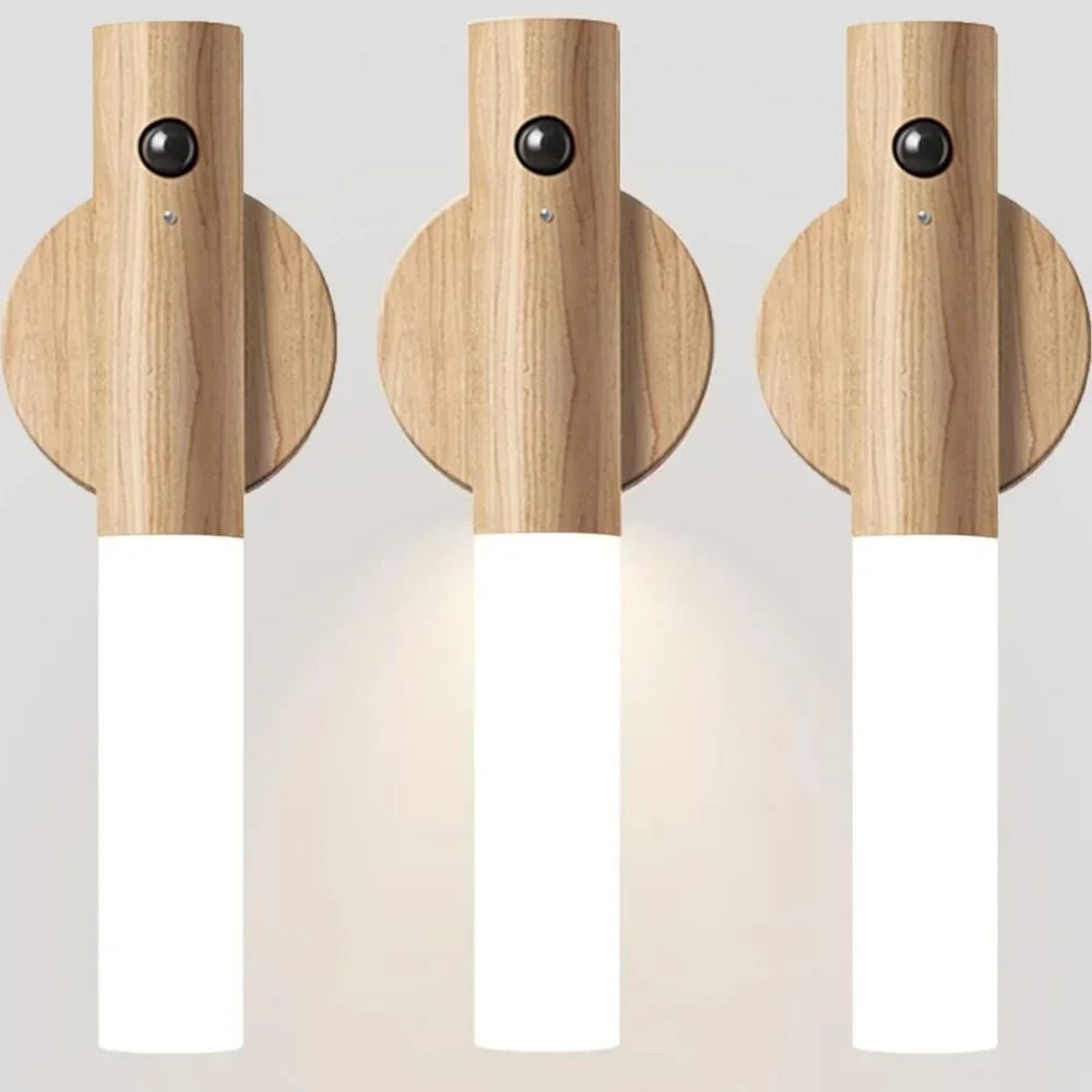 Magnetic Wooden Motion Sensor Wall Sconce 5