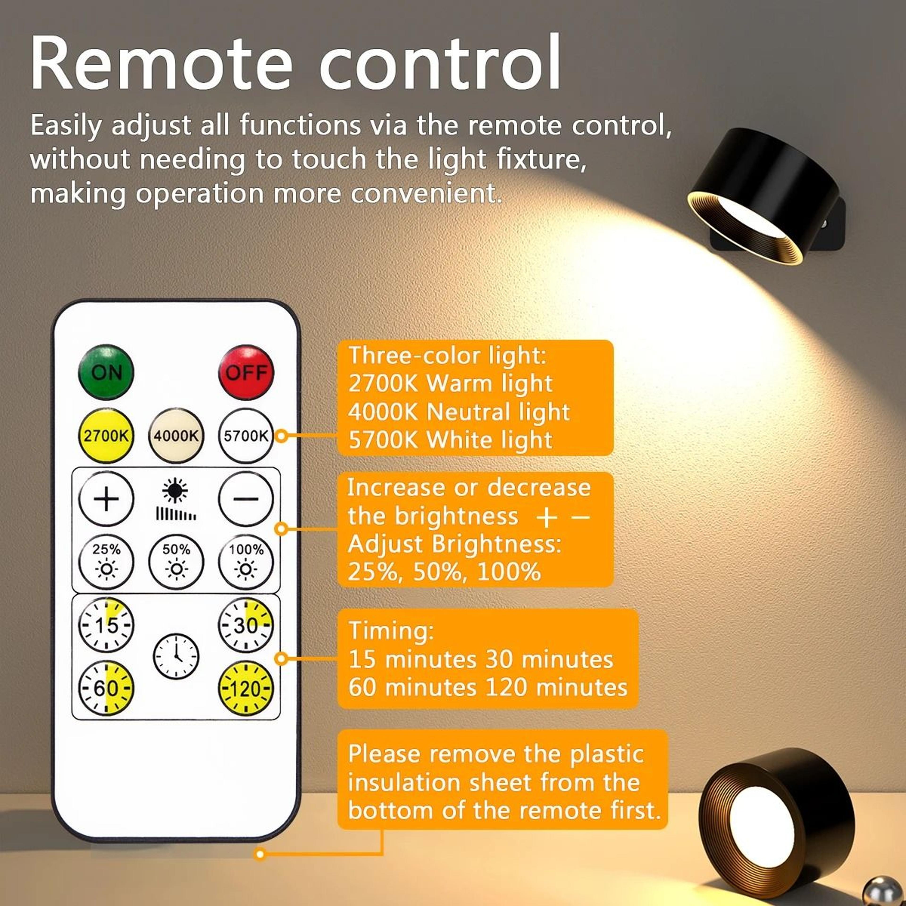 LumaFlex Magnetic Rechargeable Wall Sconce With Remote 5